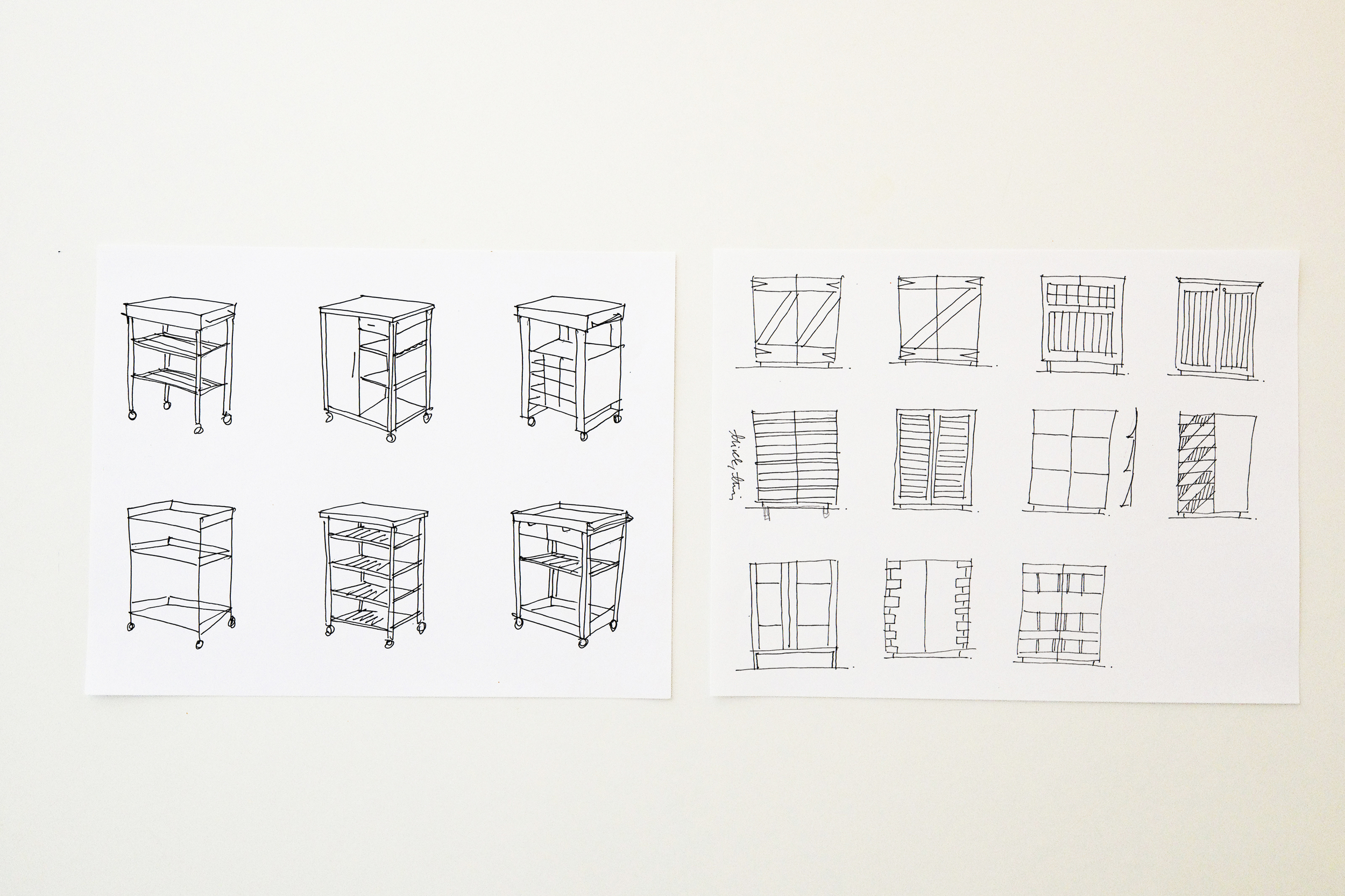   Various sketches for bar storage  2012-13 