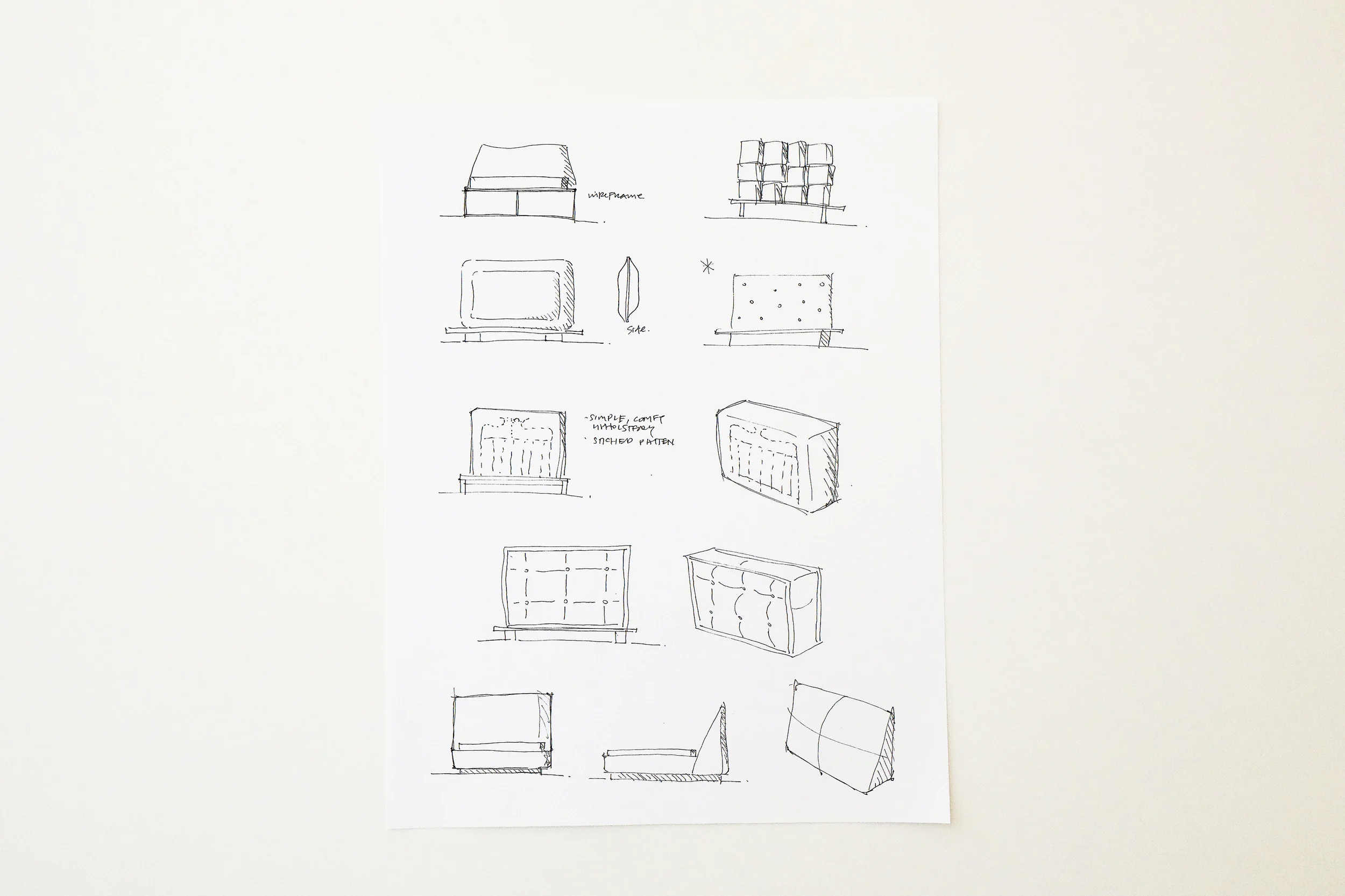   Initial sketches for upholstered bed  2009 