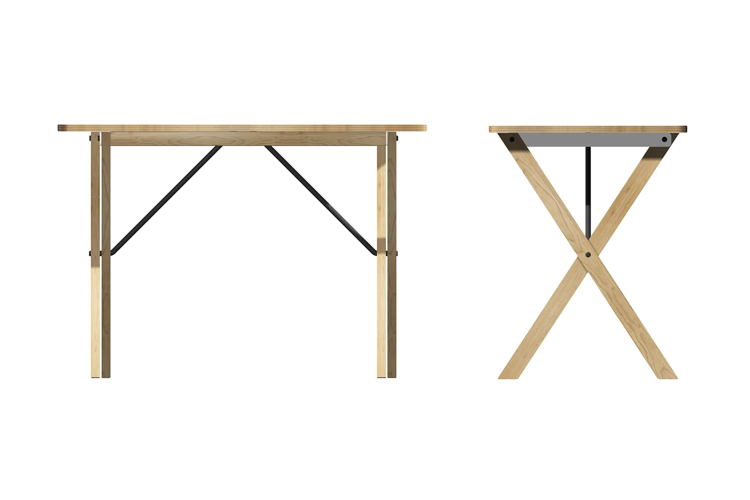   Frank counter table  for CB2 -- Front and side views 