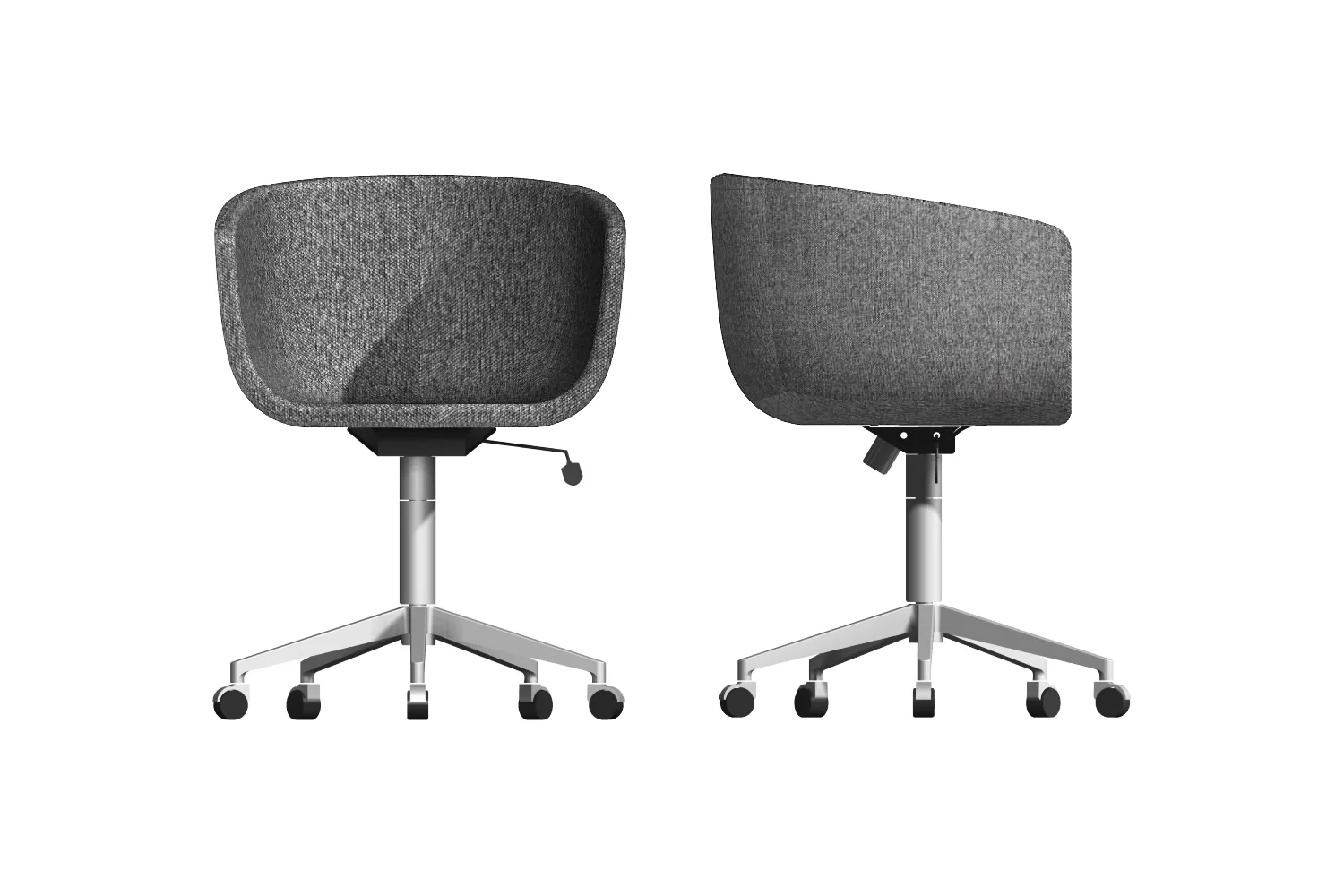   Coup office chair  for CB2 -- Front and side view 