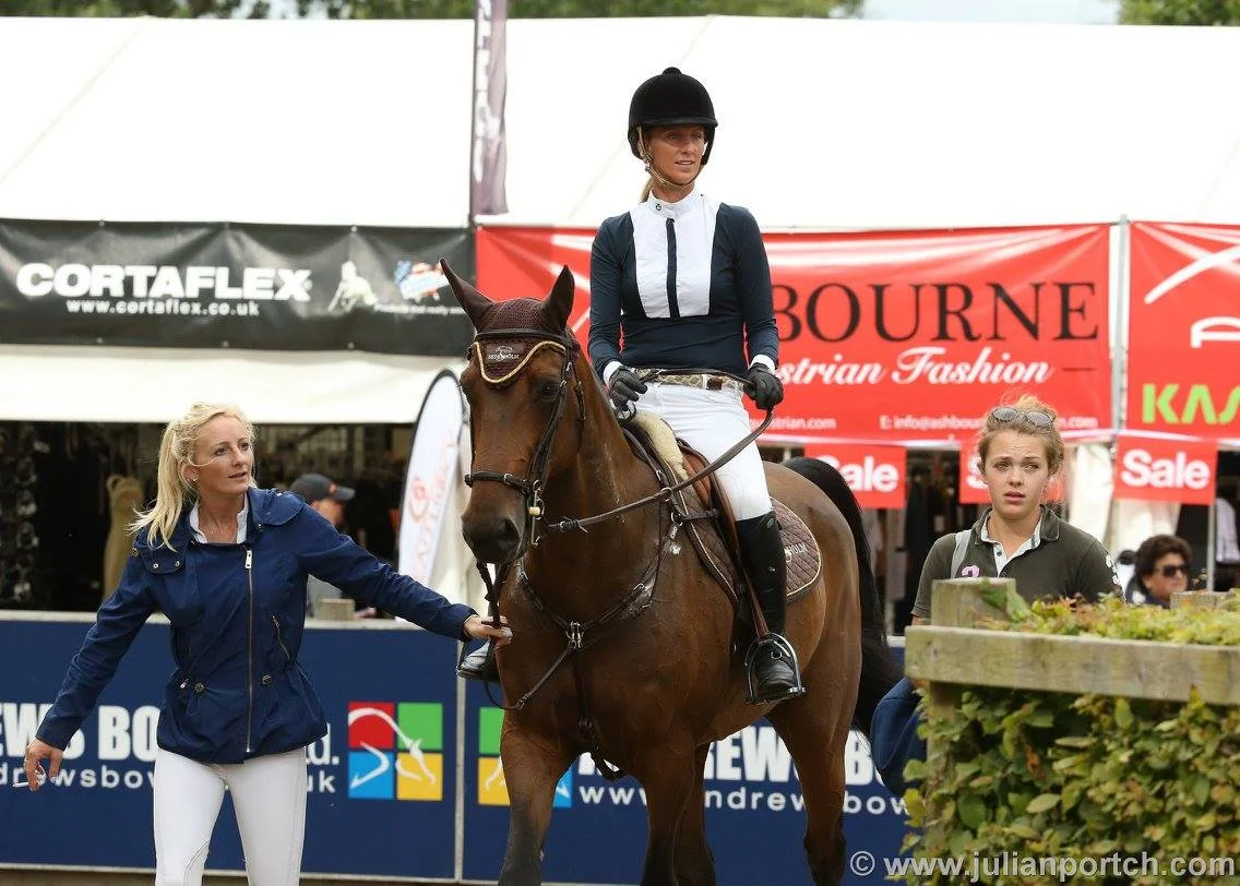 Louise with Lola and Jaz on her way to jump