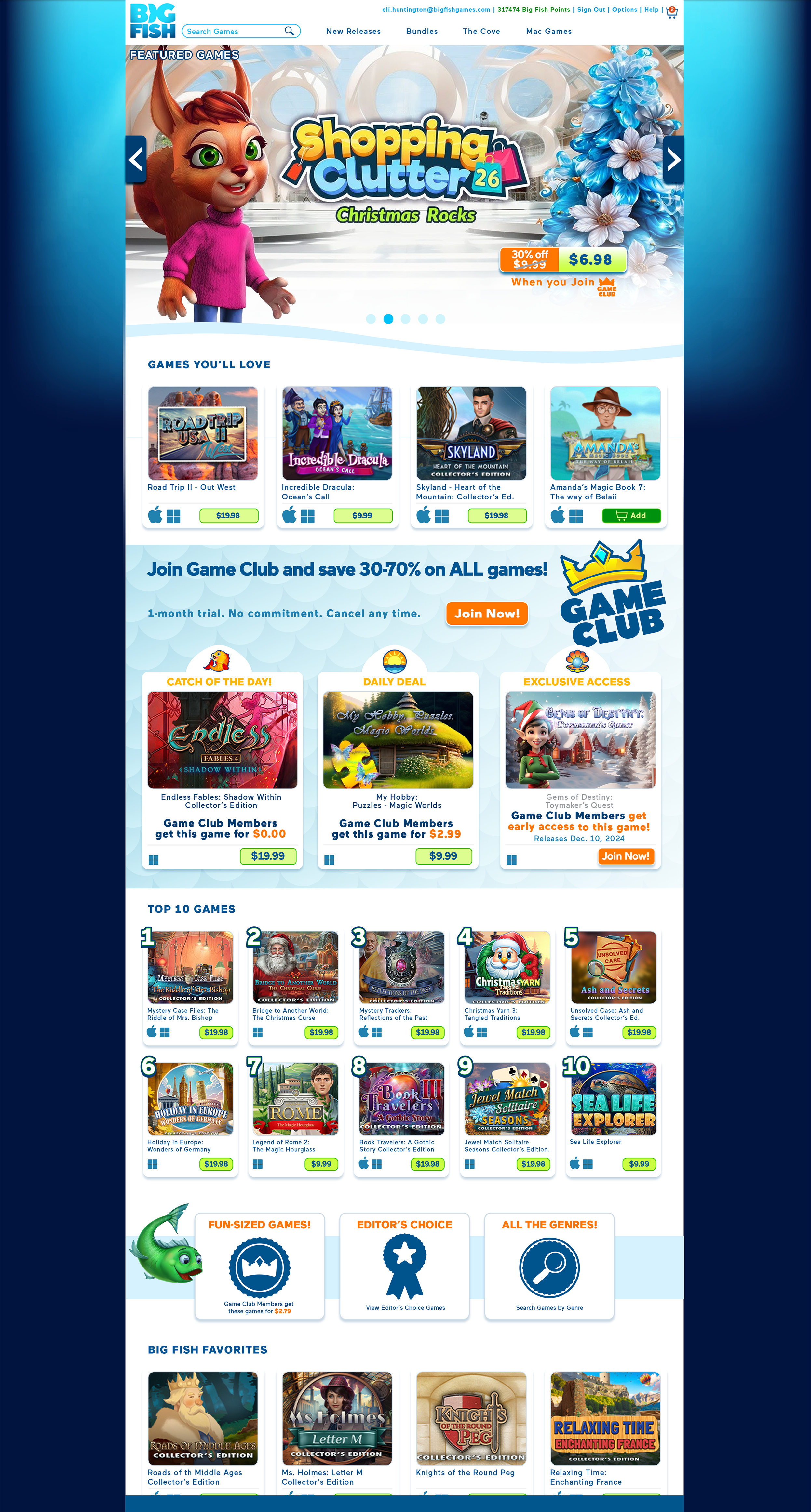 1. Beyond the obvious visual and informational updates, my first priority was to understand the business goals in regards to the discovery & resurfacing of new and old content, as well as showcasing the benefits and perks to becoming a Game Club memb