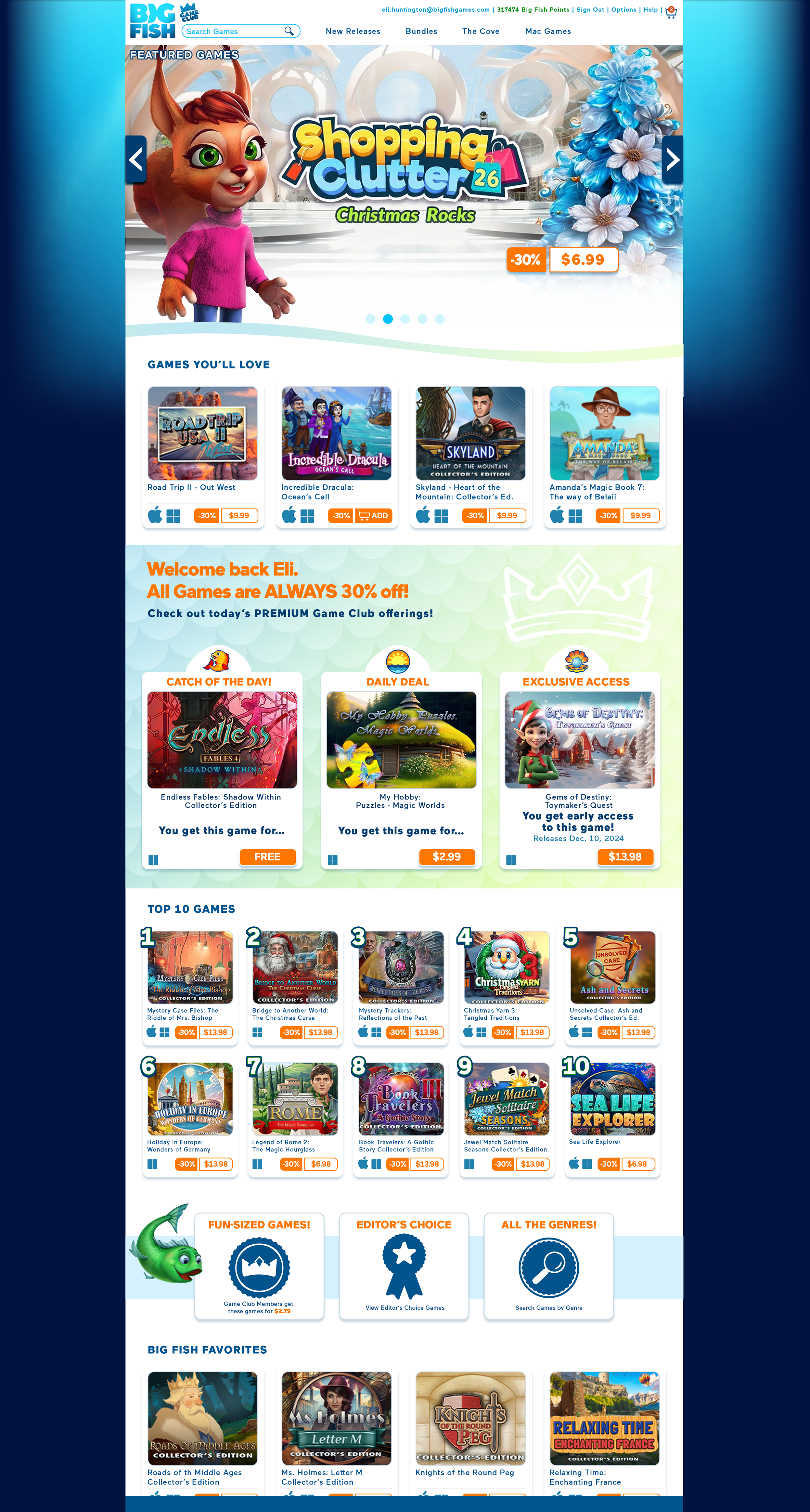 3. The Landing page and Product page examples needed to display the 2 states that a user could view them from: Casual User and Game Club Member. Both examples had different button states, upsell CTAs and membership discount information. This exampl