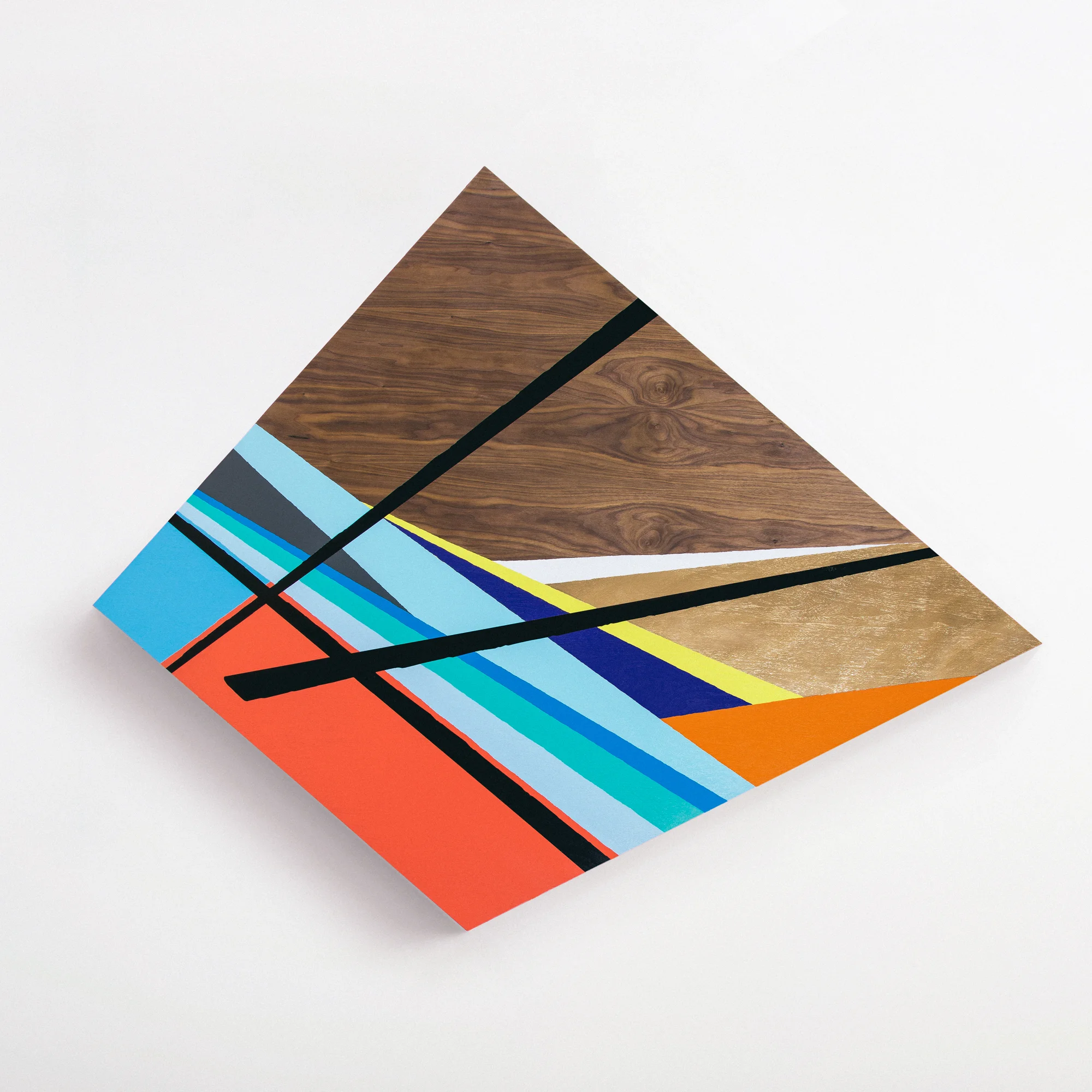 Ellsworth, 2016 Spray paint, liquid gold leaf and polyurethane on walnut panel 66 x 36 x 2.5 inches