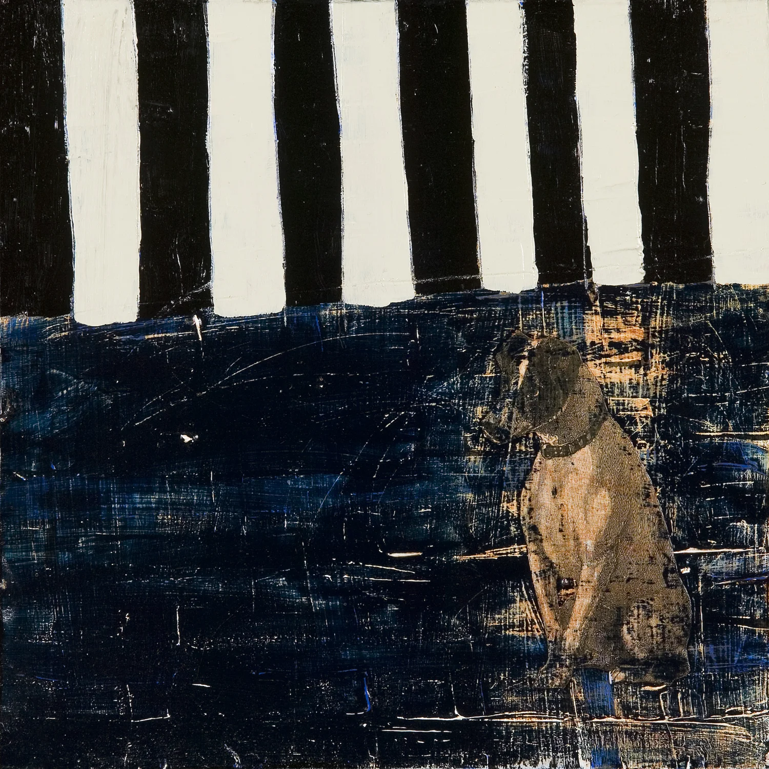  acrylic/collage on 9.5” x  9.5”  cradled wood panel 