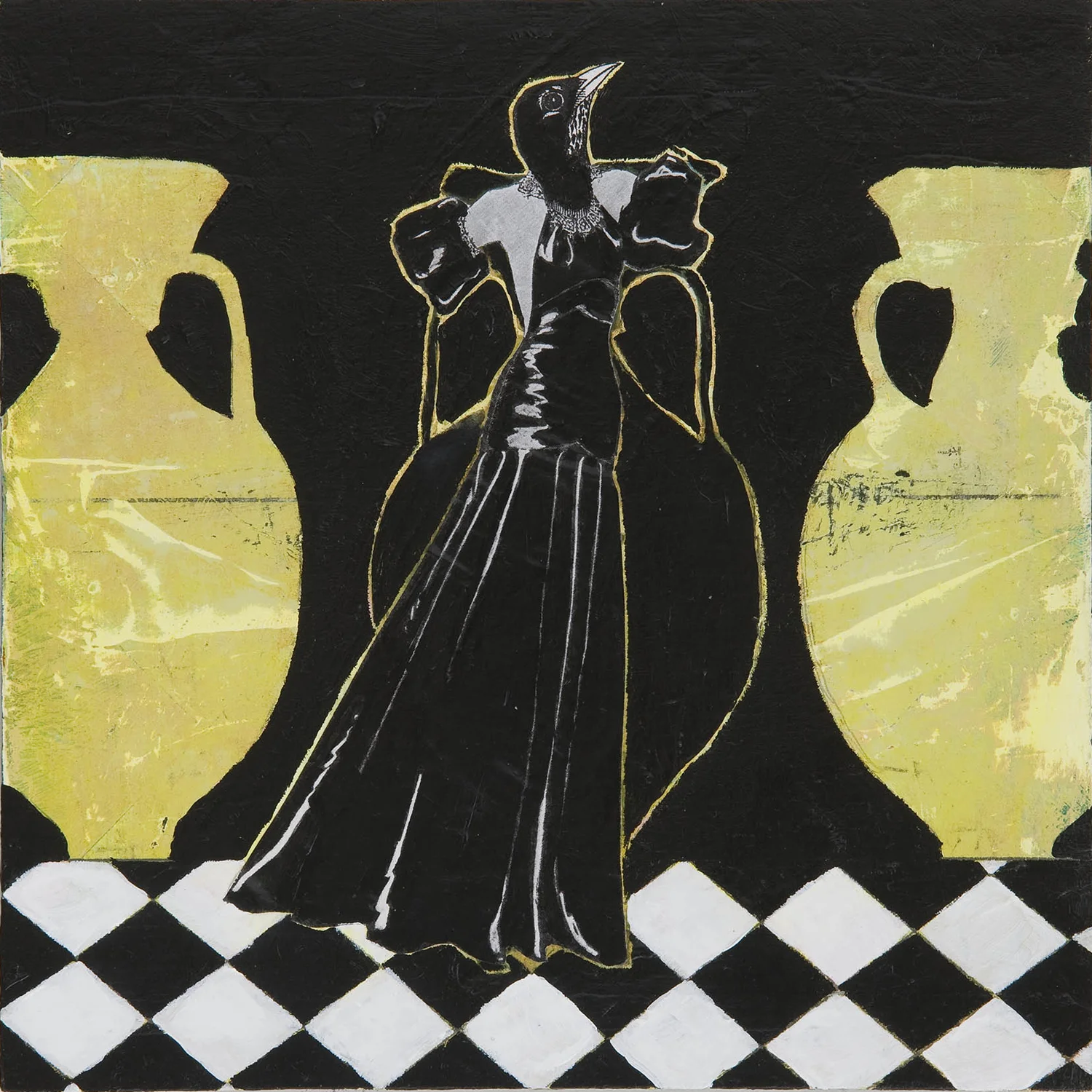  acrylic/collage on 9.5” x 9.5” cradled wood panel available 