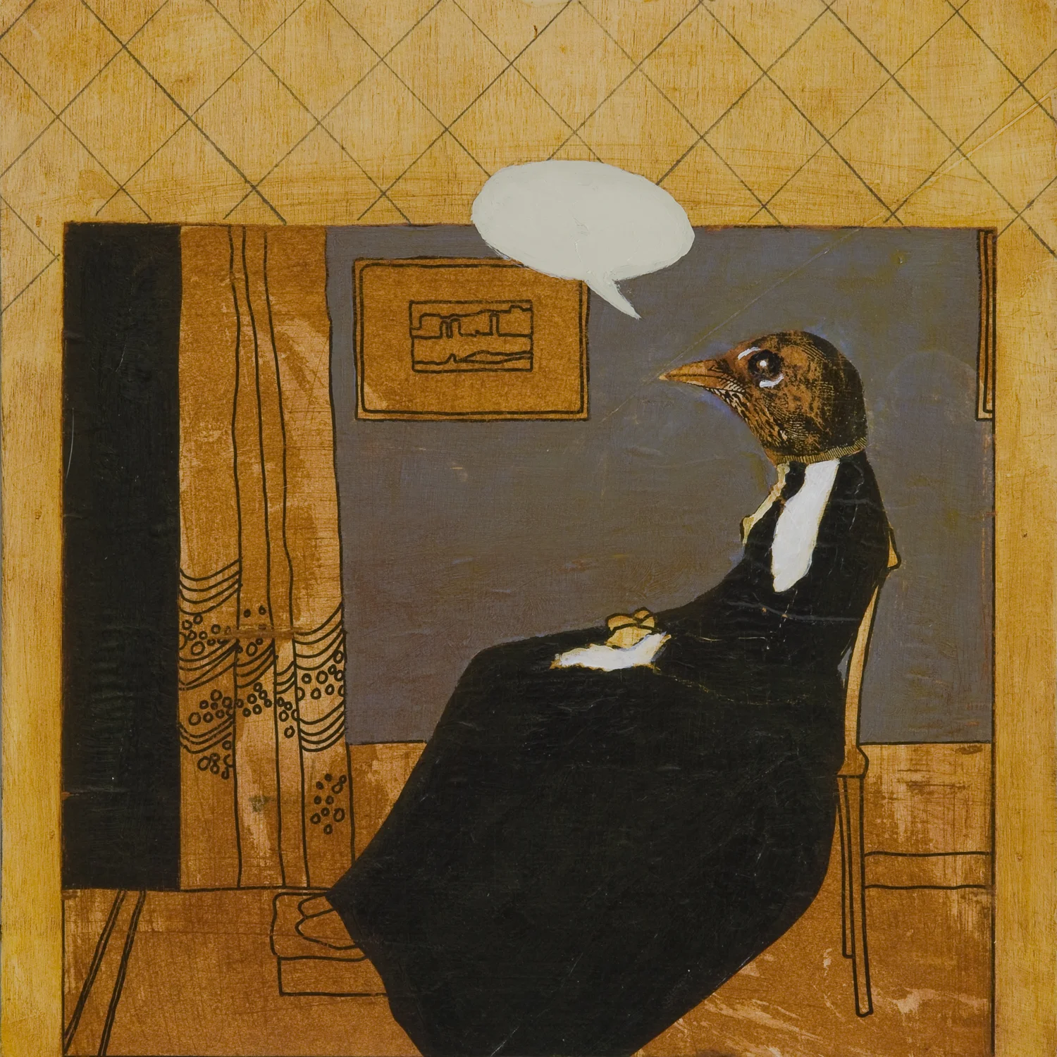  acrylic/collage on 9.5” x 9.5” cradled wood panel available 