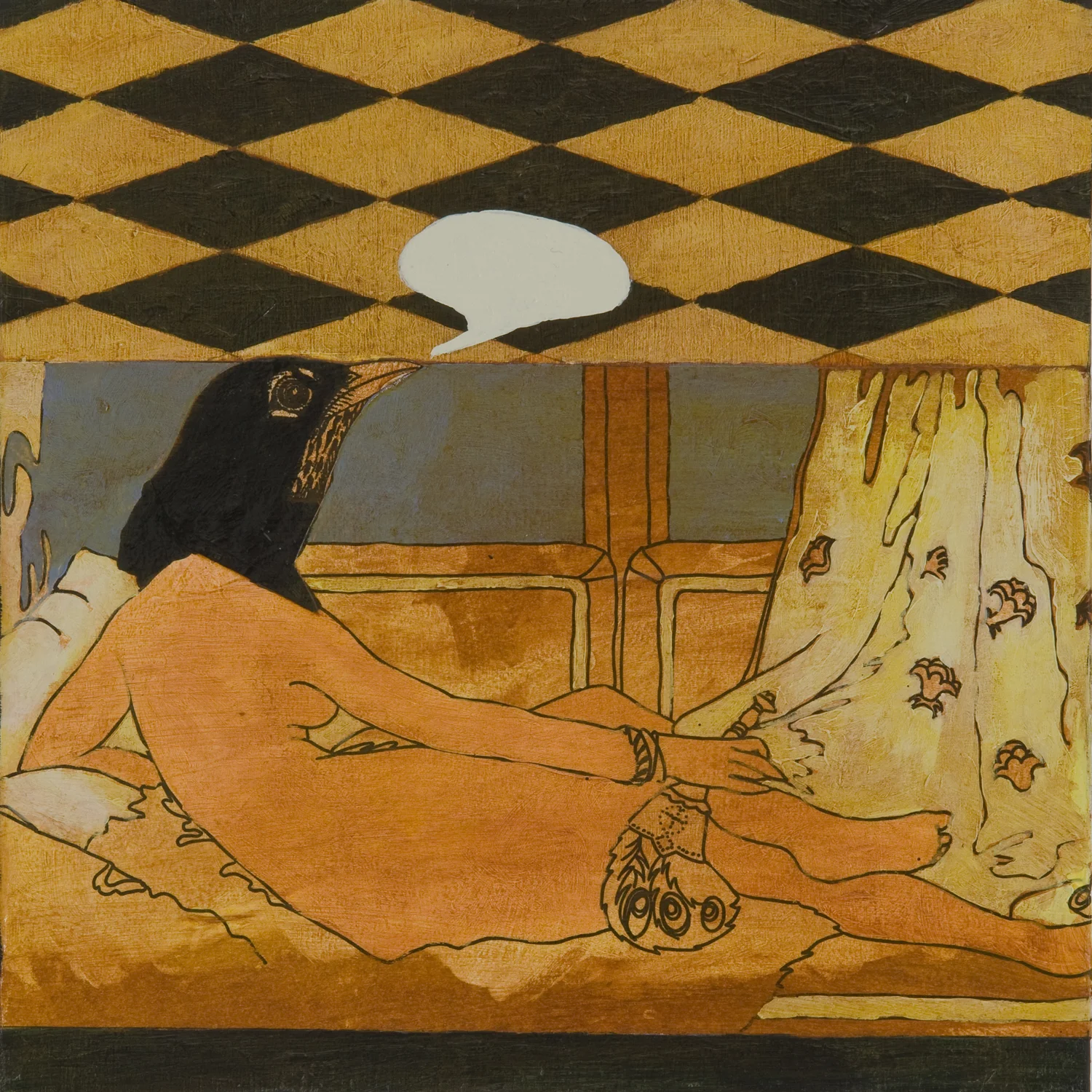  acrylic/collage on 9.5” x 9.5” cradled wood panel sold 