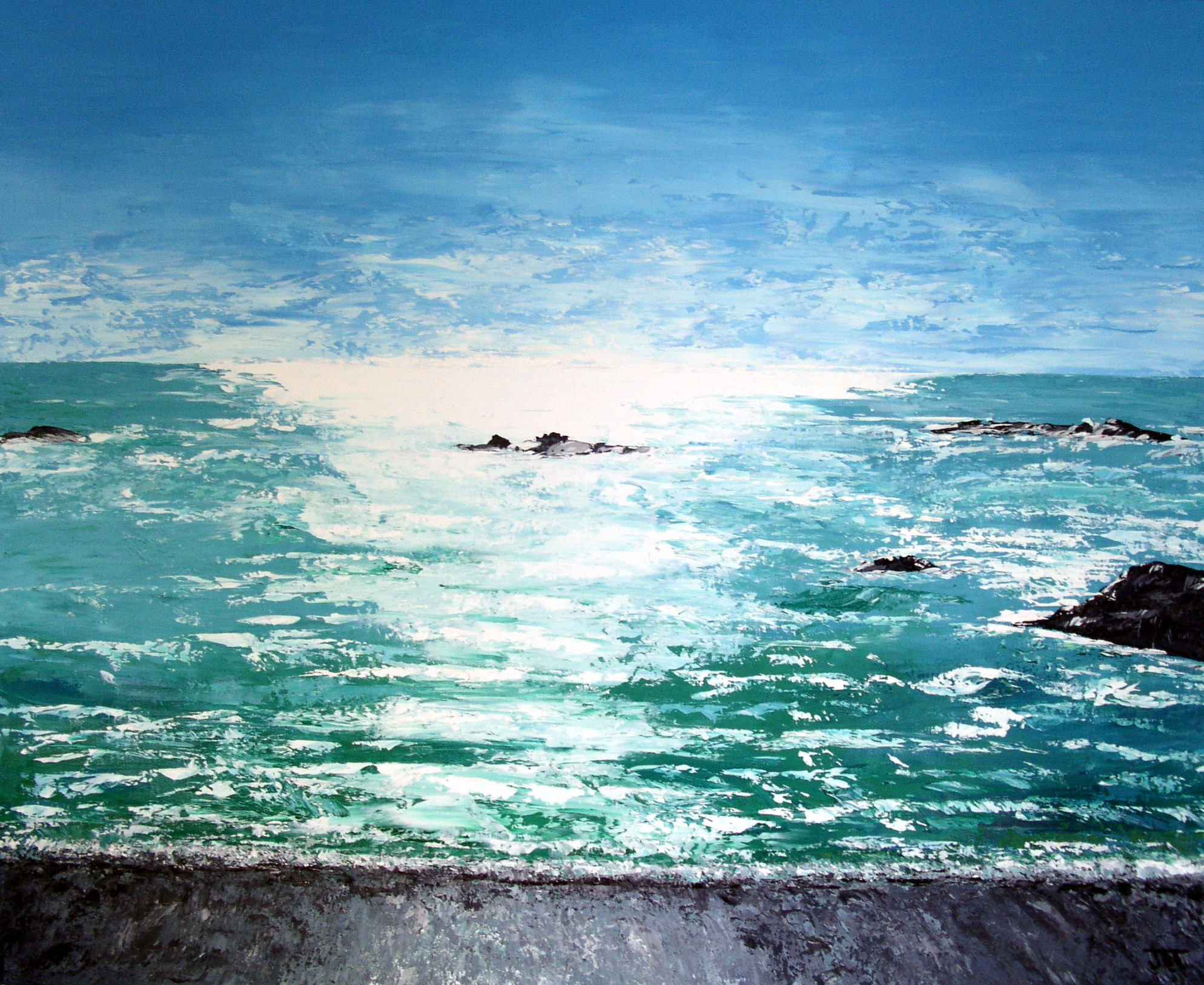 Rocky beach at Yaquina Head. Oil on canvas (pallet knife application). 2006? 30 x 24.