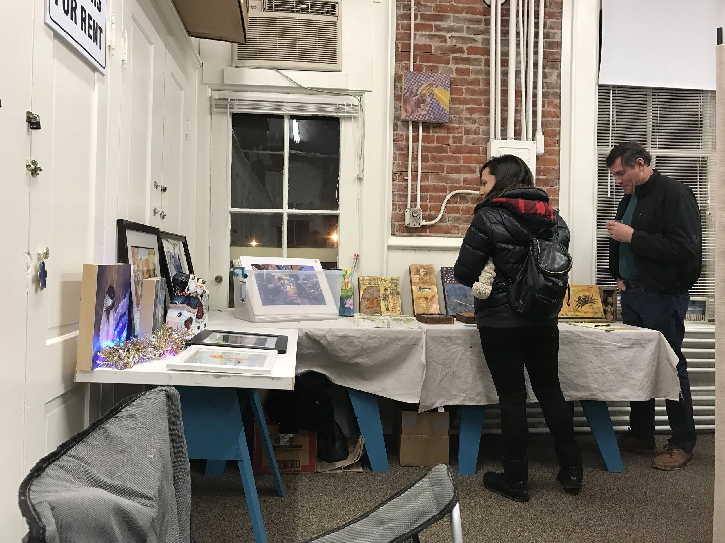Some of Carol Lytle's work (left) and Renee Bryant's work (right).