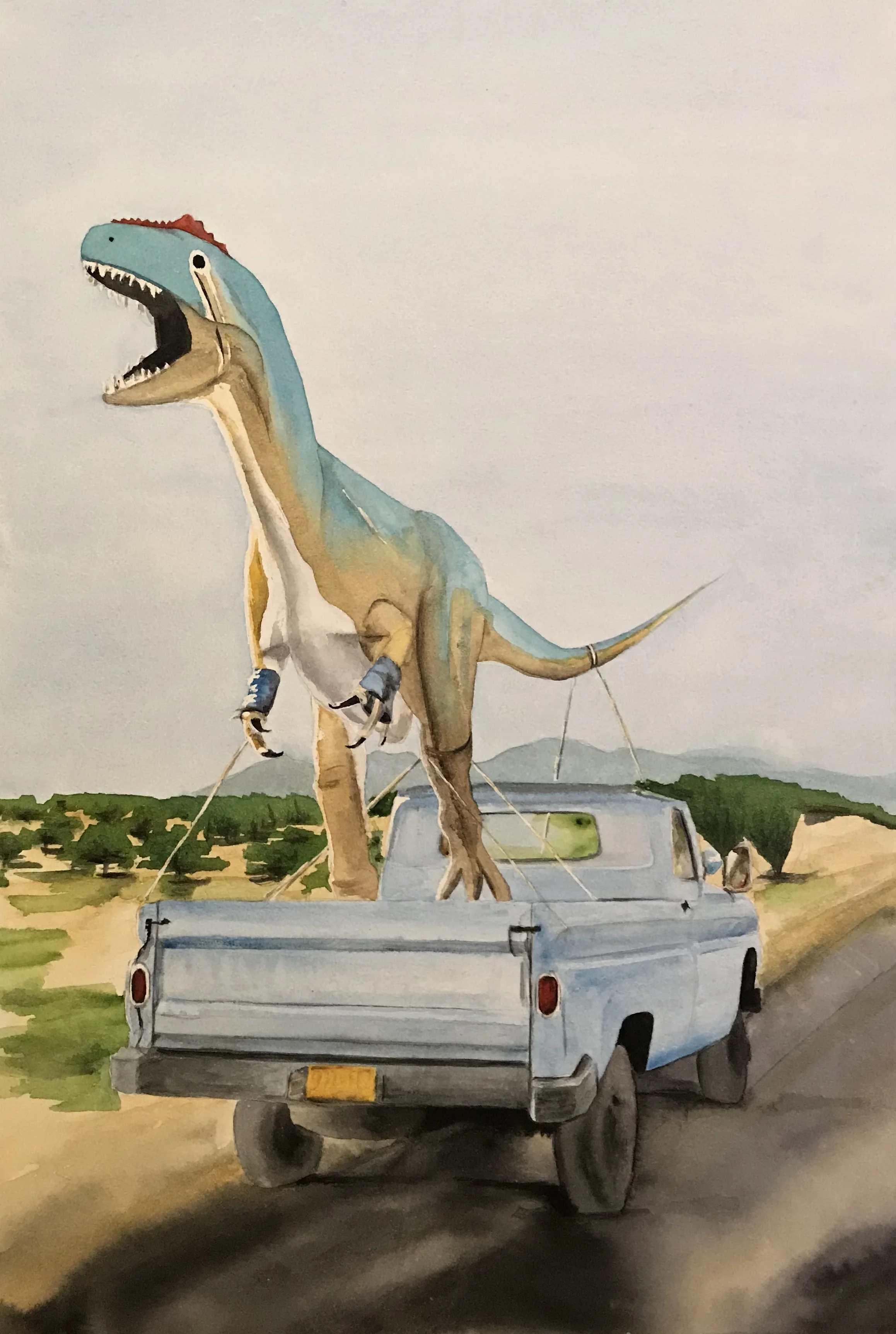 Tyrannosaurus Ex. 14ish" x 20ish" watercolor on paper. 