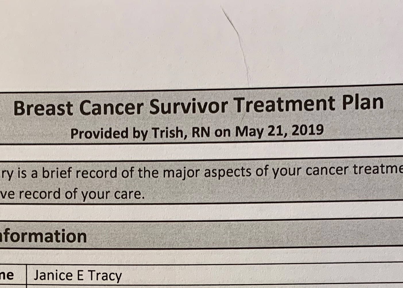 I am officially a Breast Cancer Survivor. Says so right here. (Is that my hair? Falling out right on the cancer report? A. Pro. Po.)