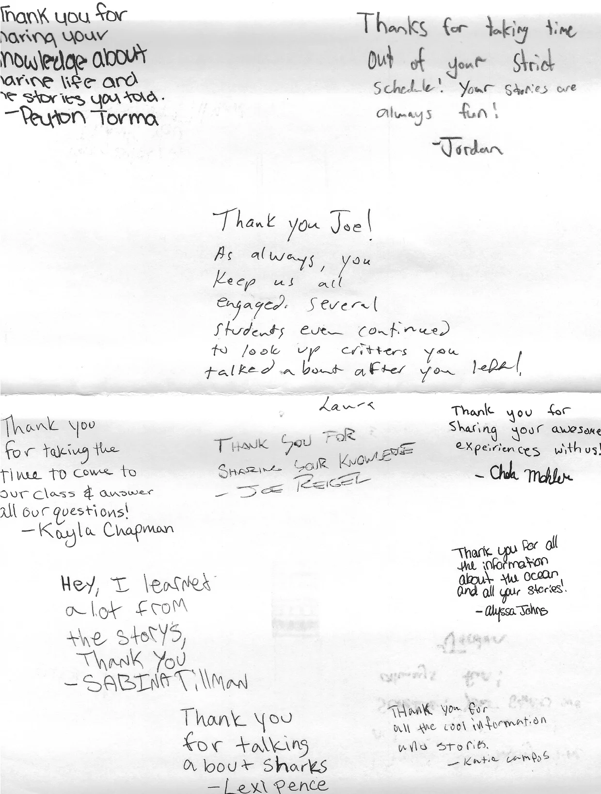 A classroom thanks the SeaDoc Society. 