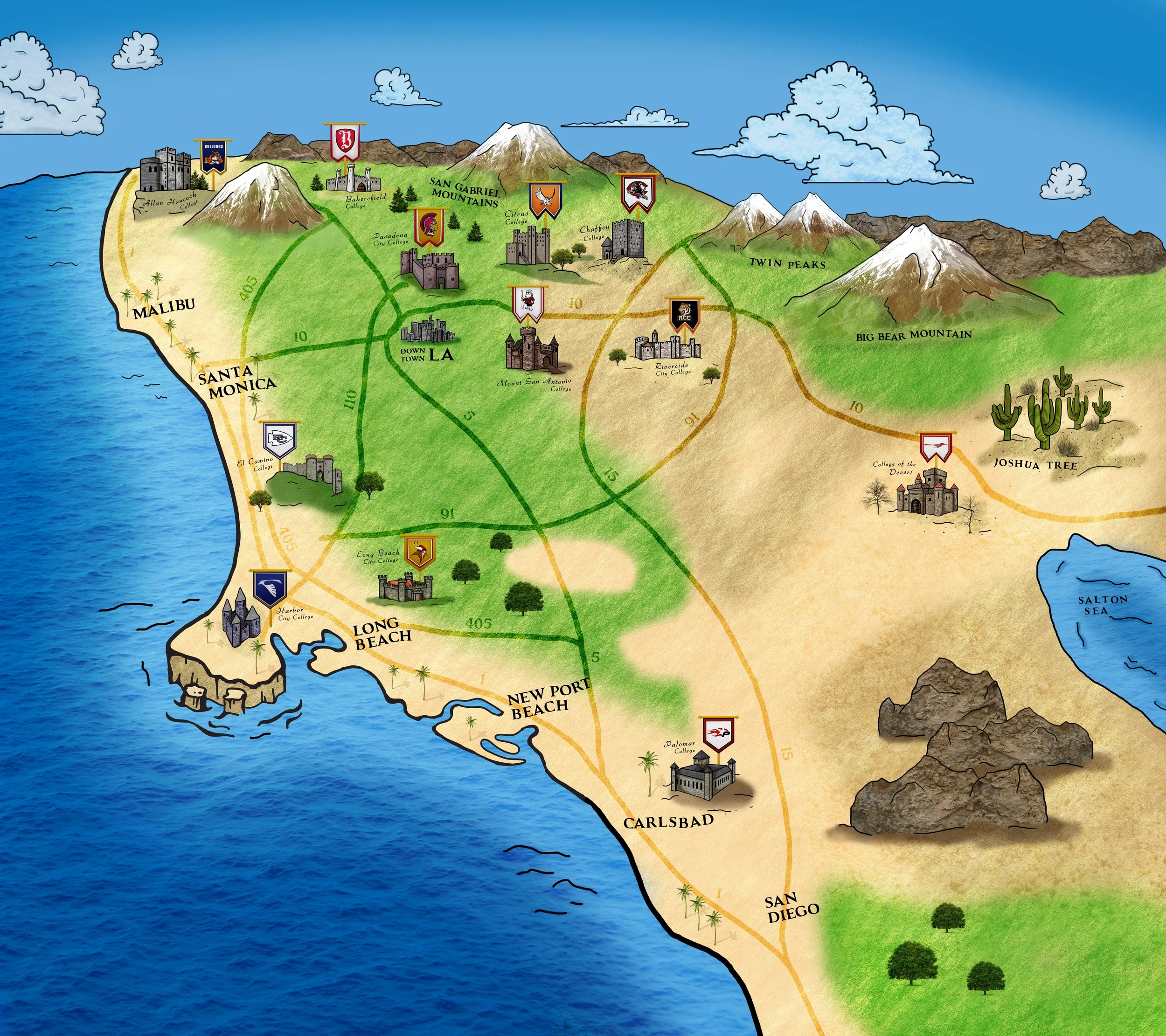 CA Community College Football Medieval Map