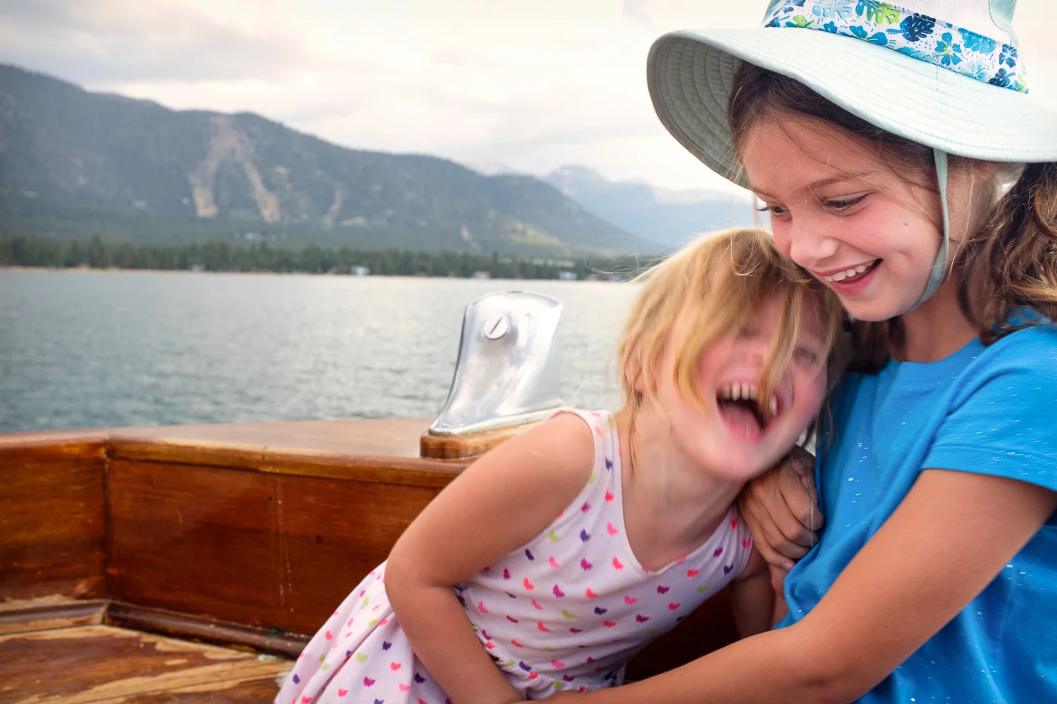 Goofing around on a lake cruise