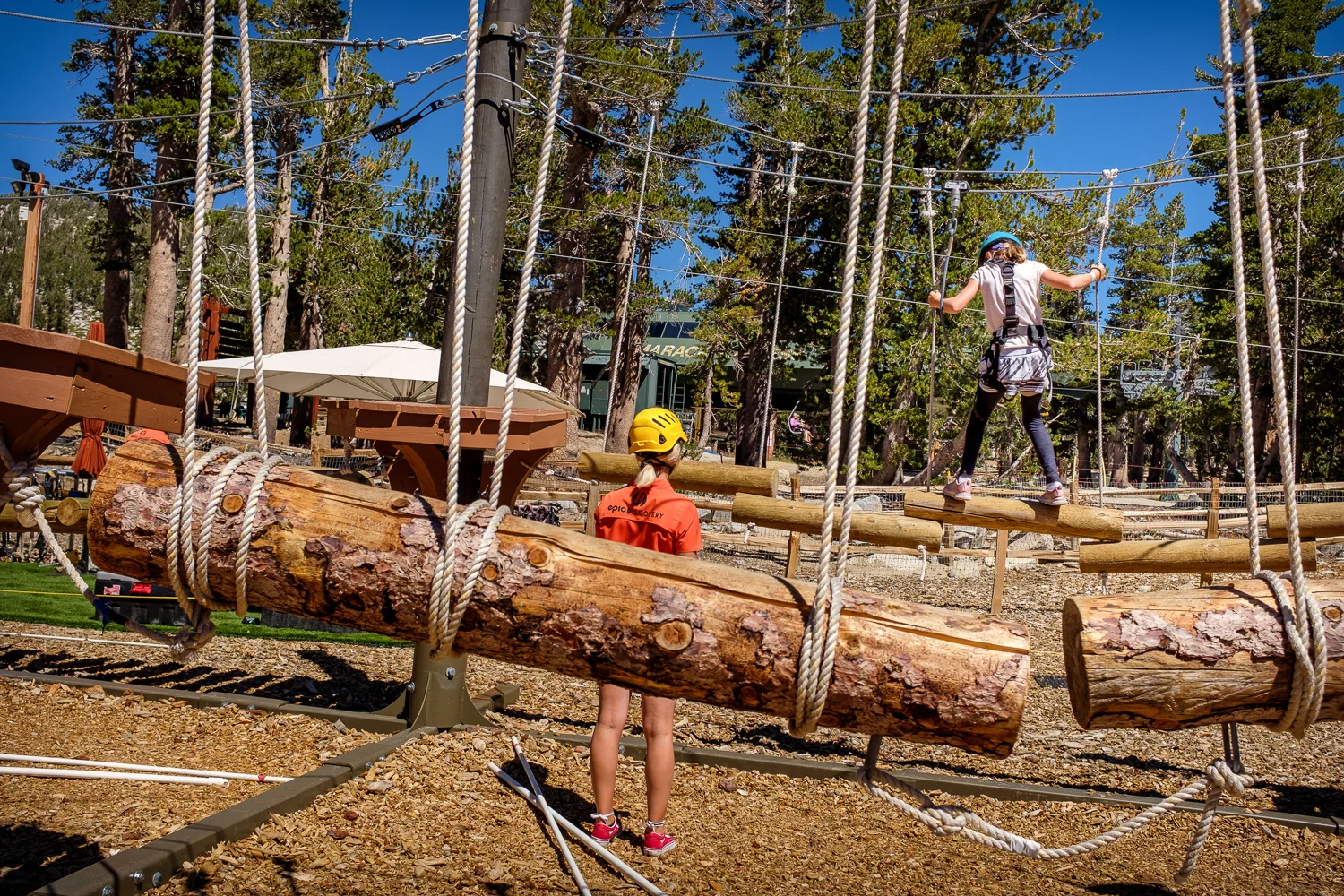 Quinn on a ropes course at Heavenly