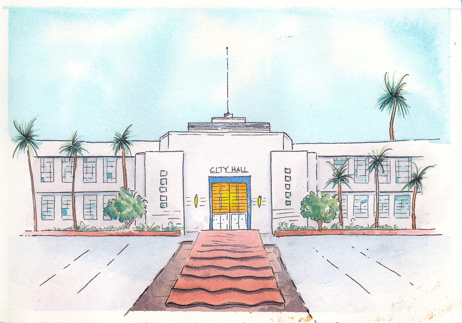 2018-10-21 Santa Monica city hall watercolor.jpg