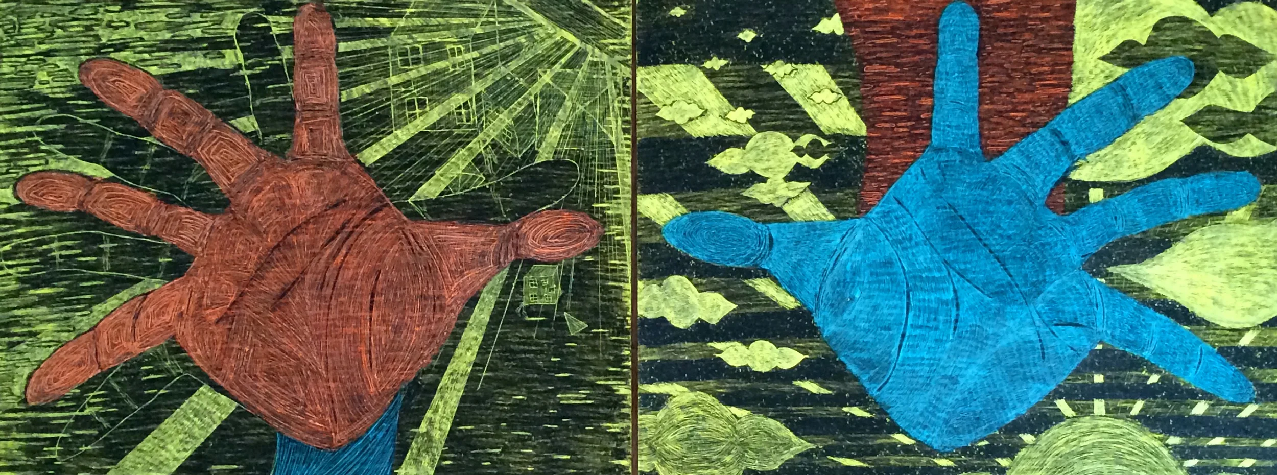  Helping Hands &nbsp;28" X 22"  Each panel &nbsp;28" X 22" 