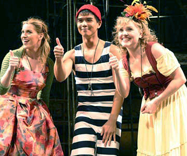  With Julie Reiber and Telly Leung in &nbsp; Godspell  at Papermill Playhouse 