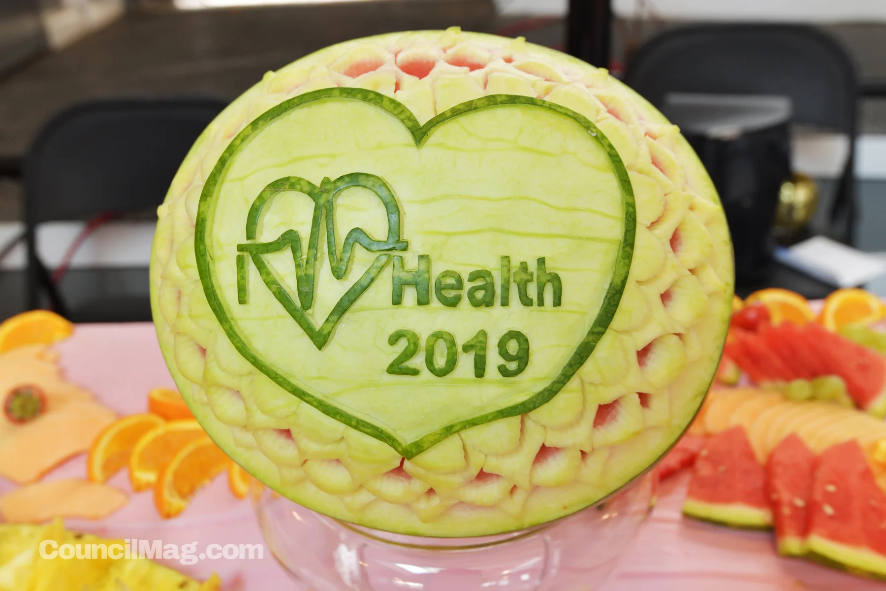 Vendors at the expo at the end of March included carved fruit from Fruits’ Art and Passion.