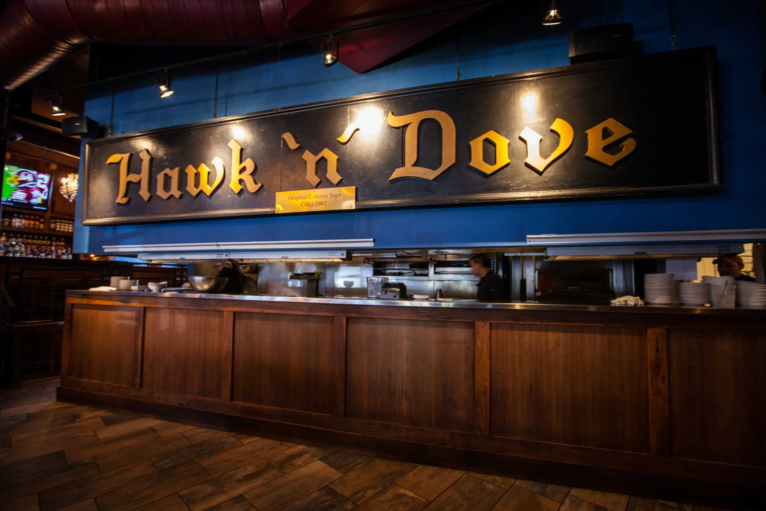 The original 1967 Hawk ‘n’ Dove sign hangs inside the Southeast D.C. bar.