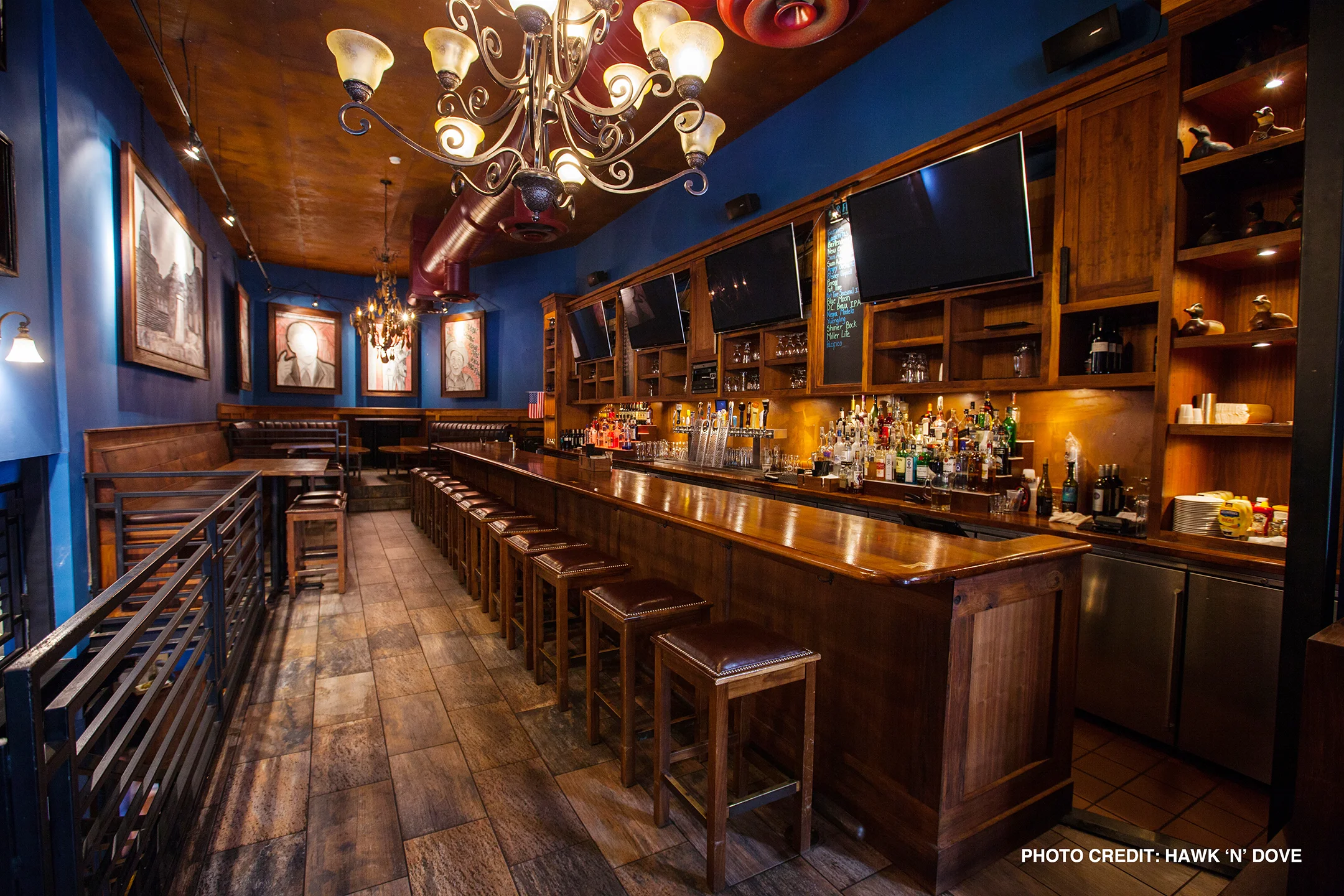 The upstairs bar at Hawk ‘n’ Dove.