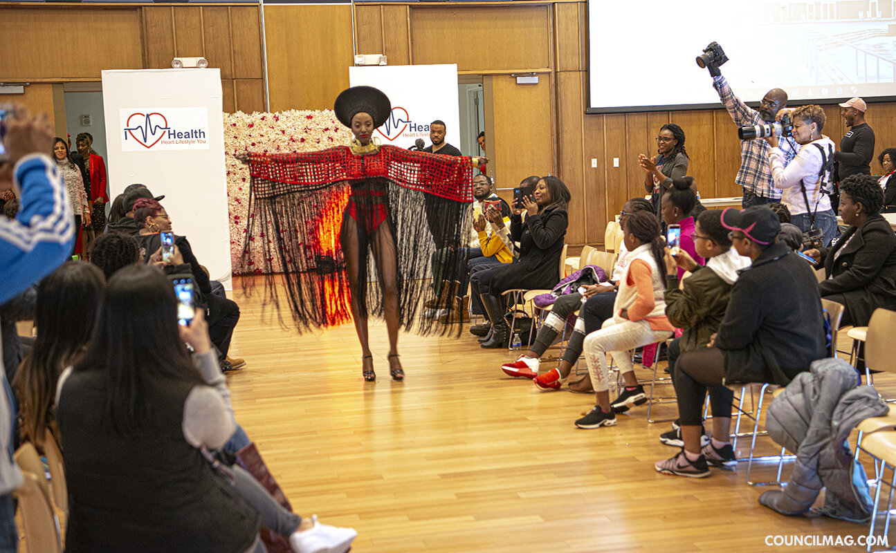 Models wore red during the Red Runway Fashion Show at the Veterans Plaza in Silver Spring, Maryland, on Feb. 8, 2020.