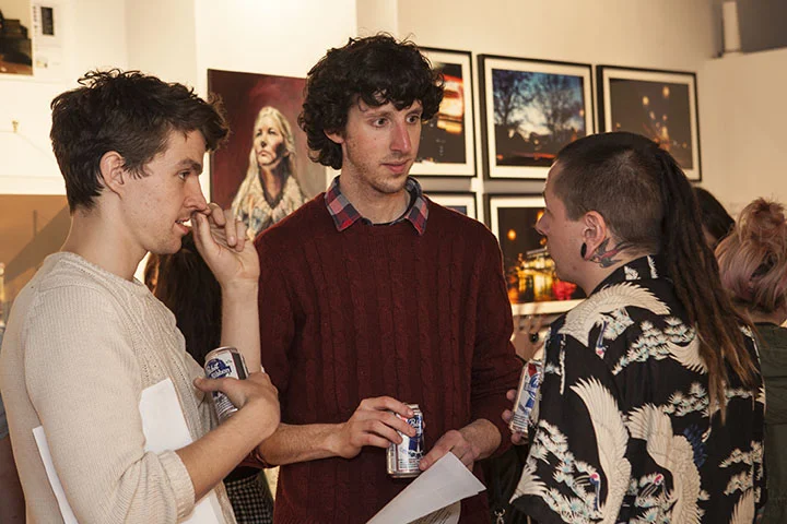 FTLO NY artist Jacob Stack (C) with FTLO NY technician Cian O'Donoghue (R)