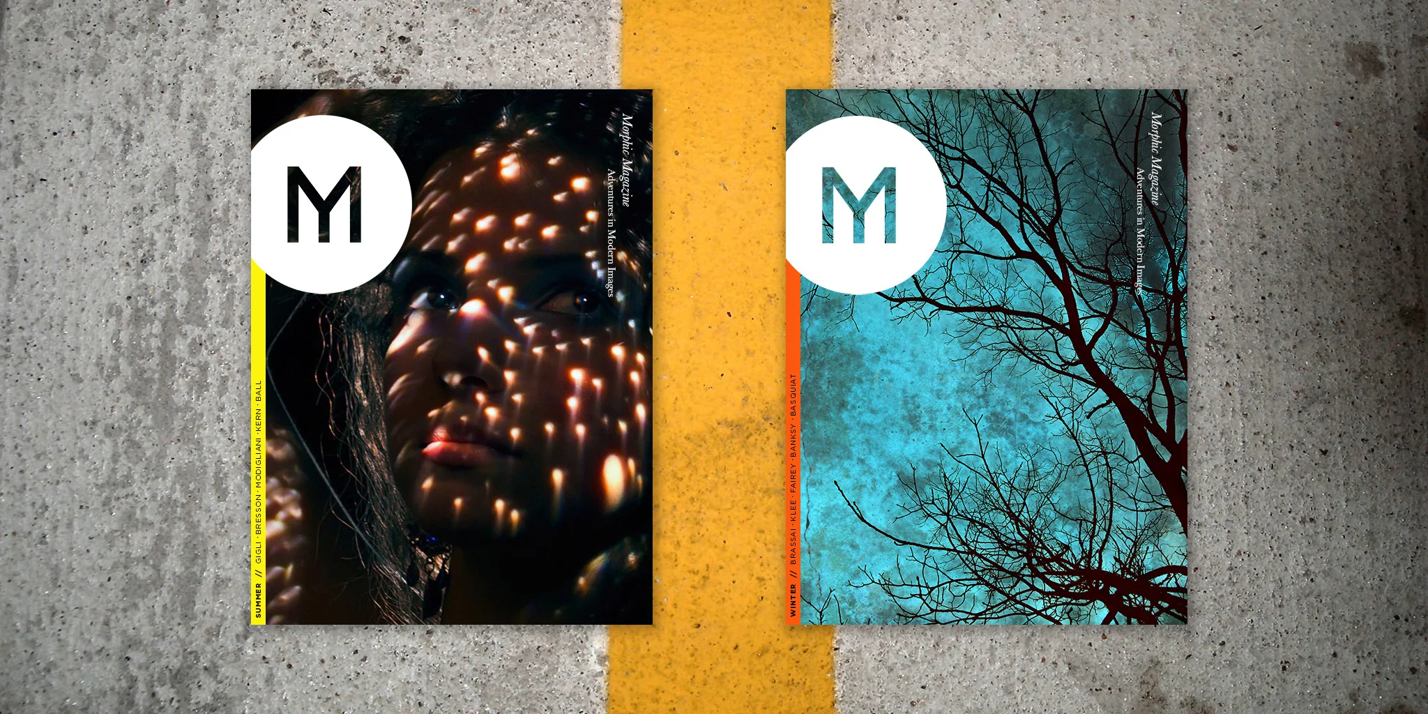  MAGAZINE&nbsp;  Morphic Magazine  This magazine that celebrates the latest in experimental photography needed a cover system that allowed the images to speak on their own, and a logo masthead that was fresh and modern. The simple M form in white sha