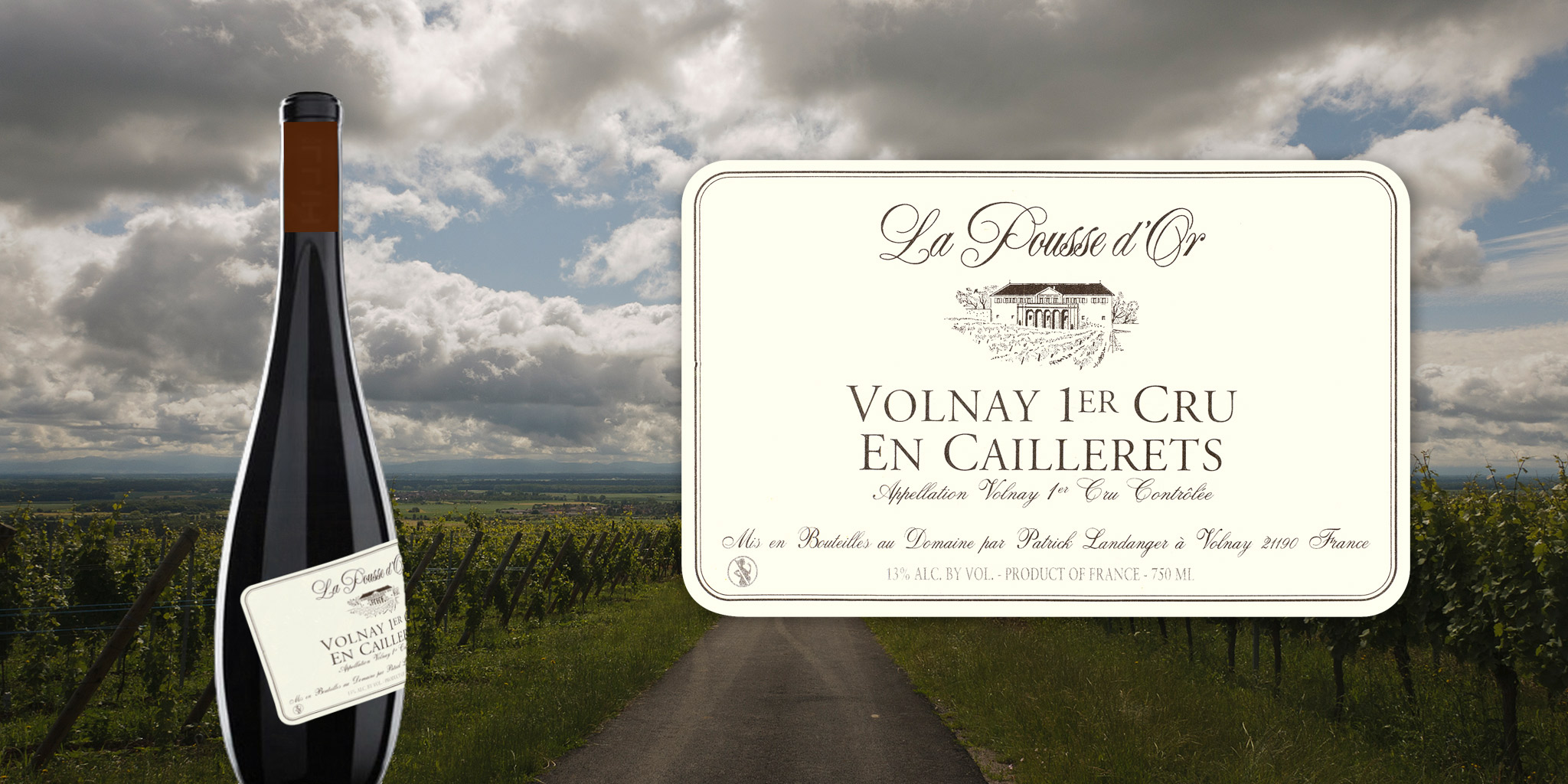 WINE LABEL La Pousse d'Or Elegant yet classic solution for French vineyard. The distinct bottle shape and label application create an impressive profile on shelves full of straight labels.