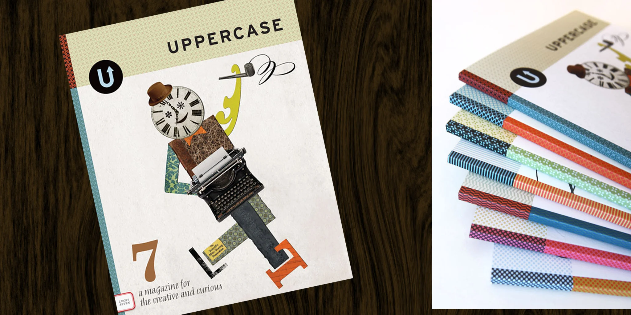  ILLUSTRATION  Uppercase Magazine  This illustration was created for the whimsical and design-centric magazine's cover. Various topics within the articles drove the visual elements that all collided in a sophisticated yet fun collage of figure dancin