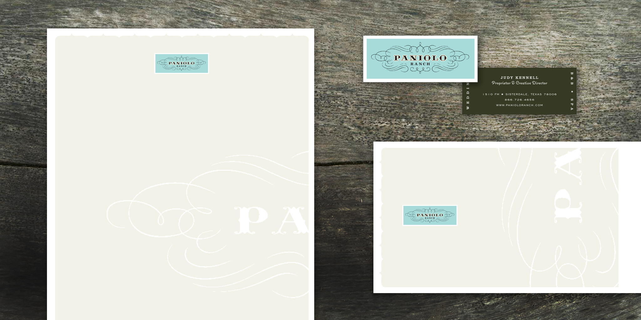 IDENTITY Paniolo Ranch We continued the wit and charm for this Texas Wedding Ranch with their business paper system. The whimsical typography and logo paired with a soft elegant palette, captured their down-to-earth but sophisticated audience.