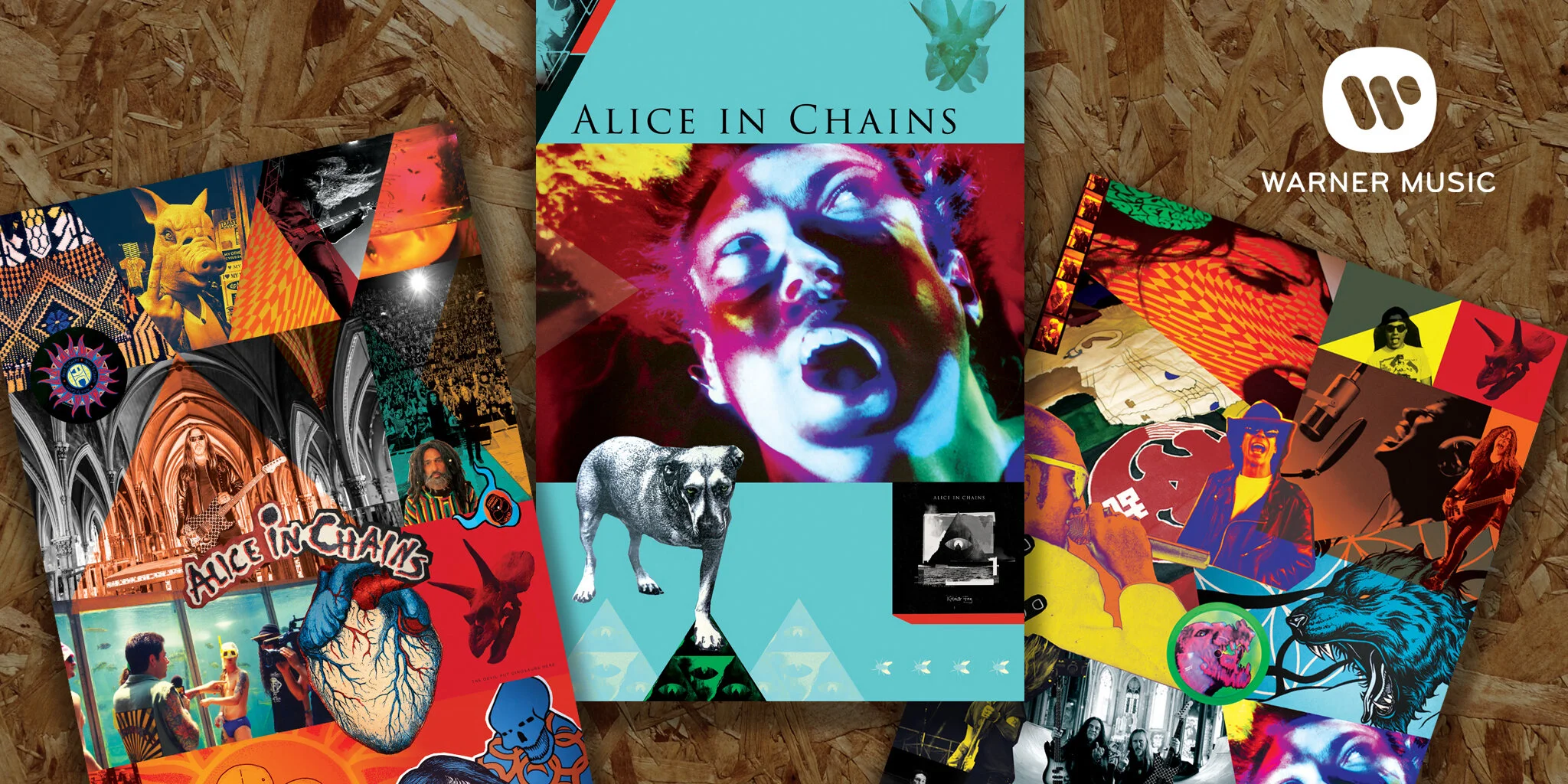  POSTERS  Warner Music Group / Alice in Chains  For recording artists, Alice in Chain’s release of their album, Rainier Fog, we designed a special anthology exhibit where we created a series of several posters that accompanied artifacts and memorabil