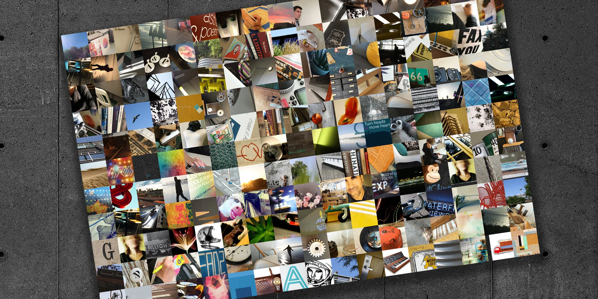  PROMOTION  Astronauts &amp; Poets  This montage poster was done in celebration our 3rd in business as a design agency. With collected snips from projects, behind the scenes and little stolen moments, we felt that the cacophony of images seem to capt