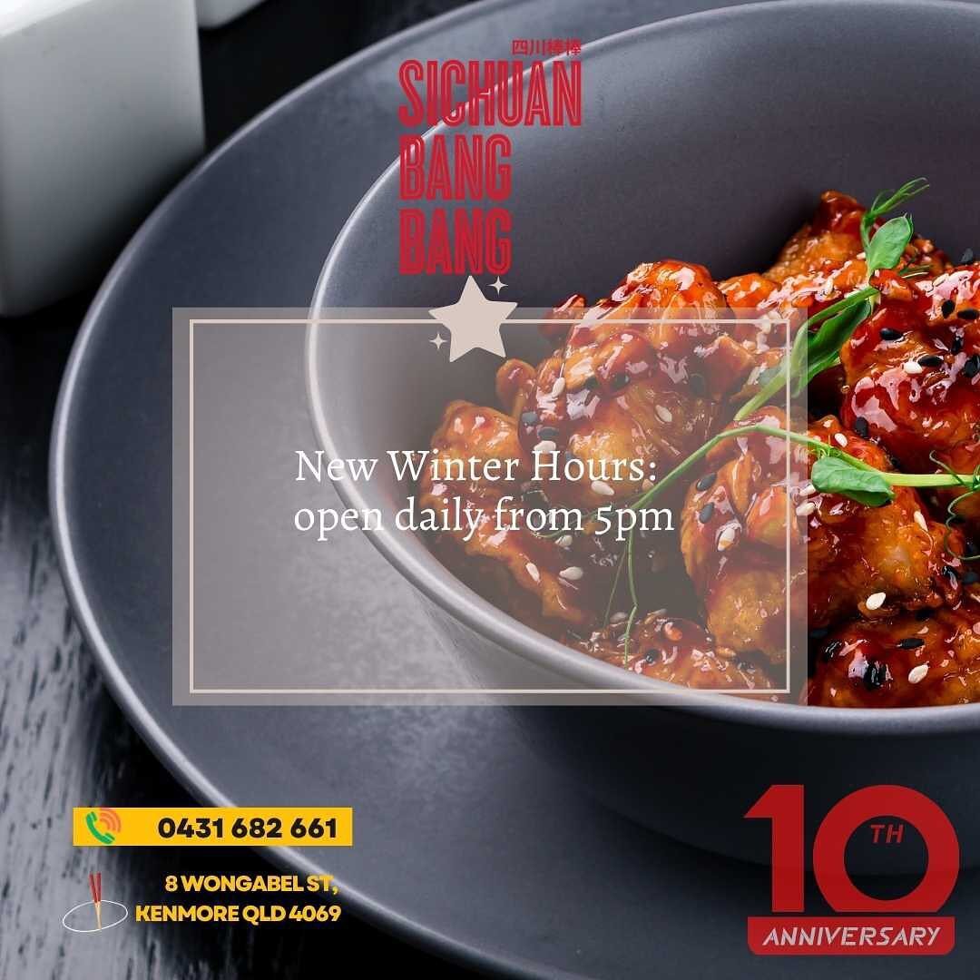 We are now back 7 days a week! Introducing our latest $10 special this week - Sichuan spicy popcorn chicken. 

#10yearanniversary #chinesefood #kenmoreeats #sichuanfood #sichuancuisine 

📞: 0431 682 661
🏡: 8 Wongabel St, Kenmore
🌐: sichuanbangbang