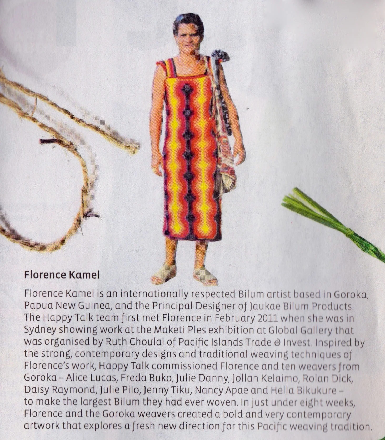 Florence Kamel in the Kalibobo dress, Happy Talk publication 2011.