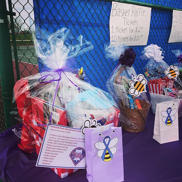 Lots of great basket raffles today! Anybody want some Phillies tickets and swag?? ⚾️😁🐝💜 #JLS5K #springford #fundraiser #royersford