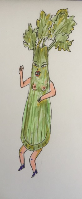 Sexy celery beckons you, with chemistry. Illustration by yours truly.&nbsp;