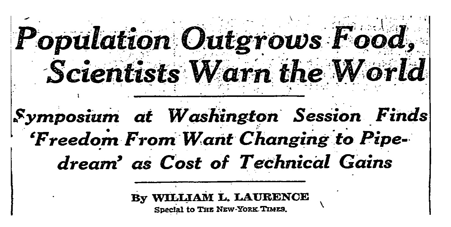 Scientists at the 1948 meeting of the American Association for the Advancement of Science fretted that technological advances . New York Times, September 15, 1948. 