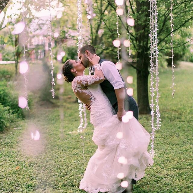 Jordan and Doug are just dreamy and so was their wedding ! Looking forward to celebrating with them again next year !  Photo by Derek Fowler Photography  #derekfowlerphotography #gardenwedding #centralvirginiaweddings #lynchburgweddings #fairylights