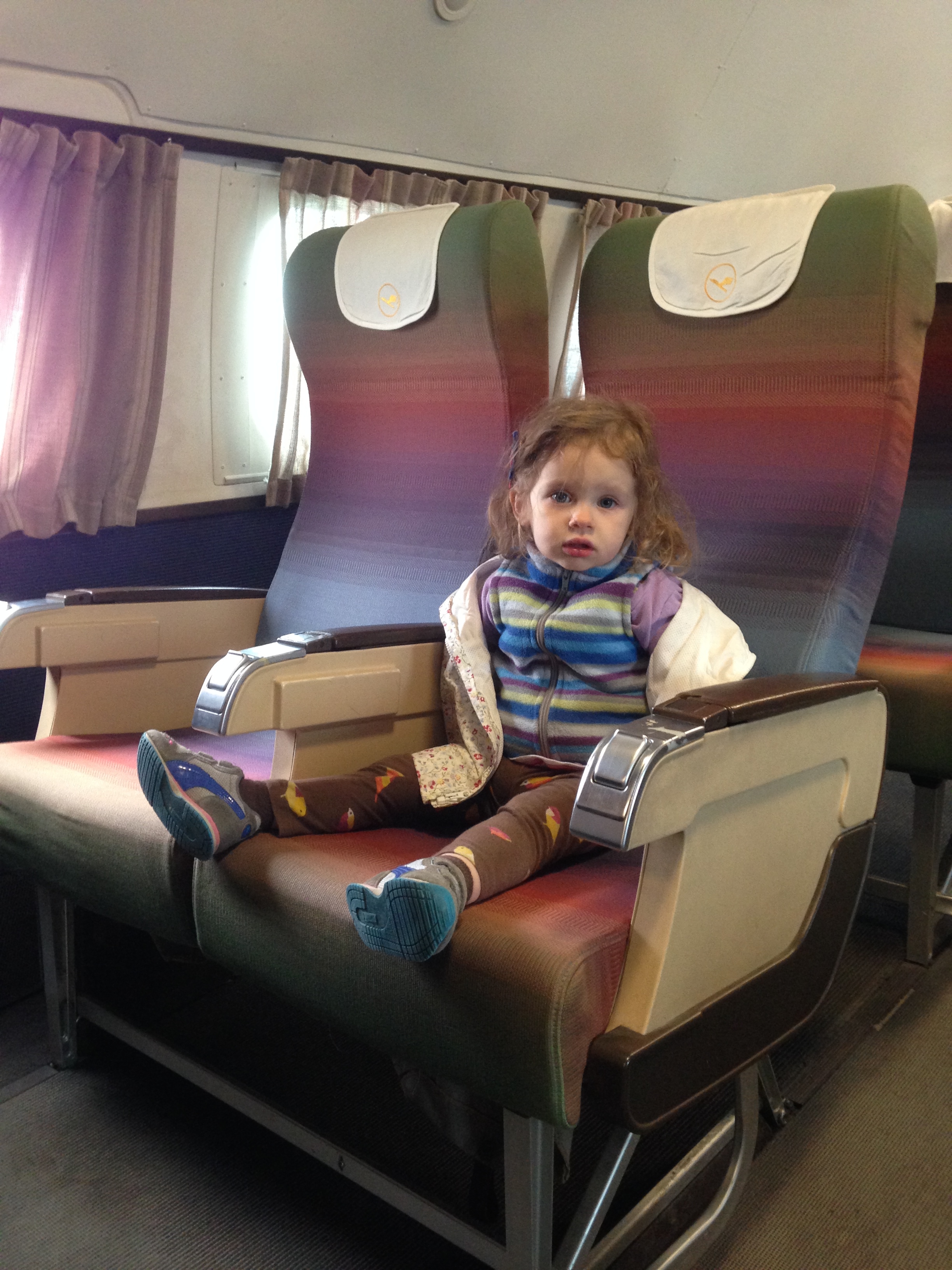Check out that leg room! Elisabeth is the seat of a Lufthansa L-1049 G that last flew in 1955. On display near the Munich Airport. You can walk through and snap photos: a fabulous deal for 1E!