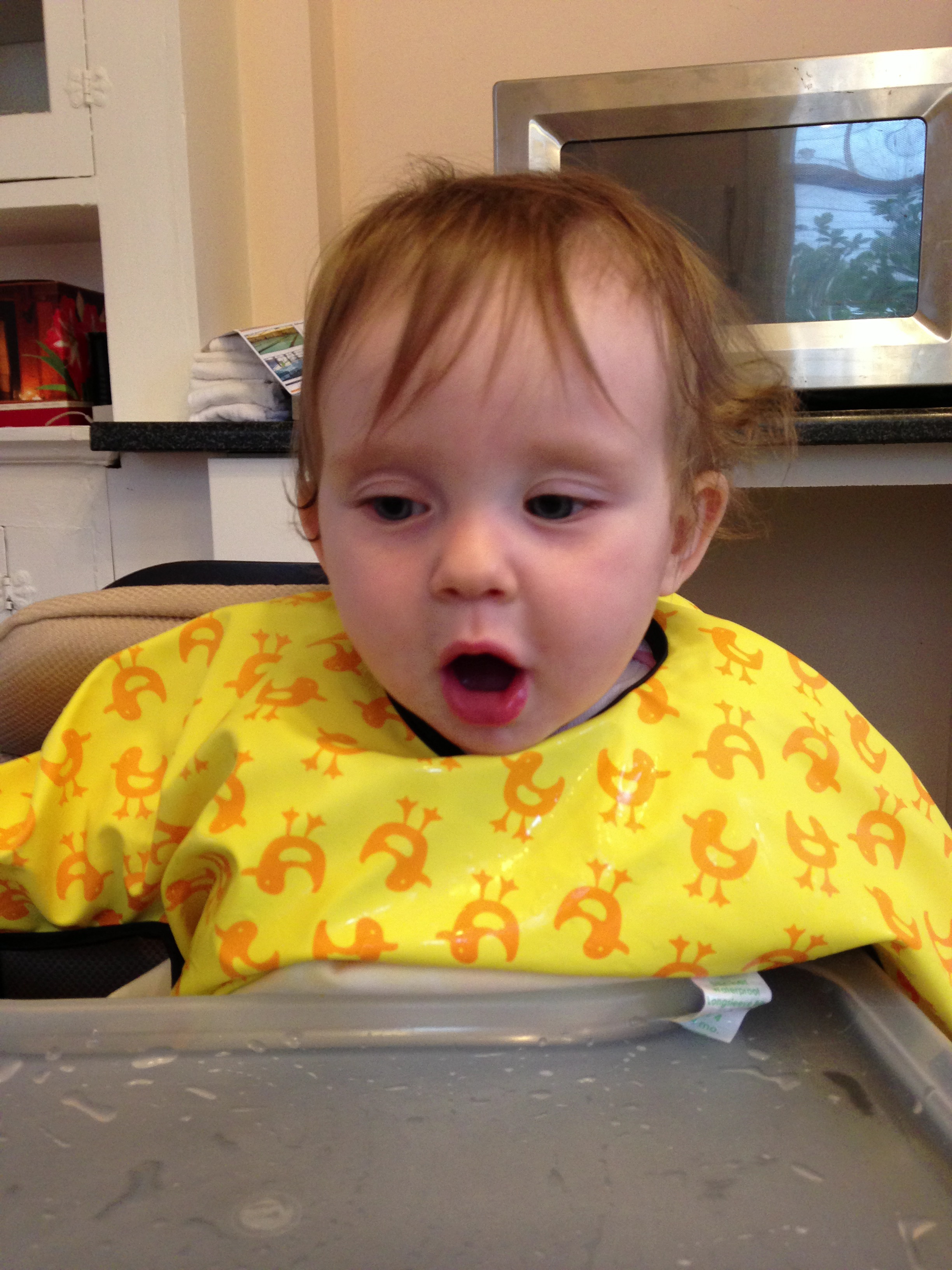A bib always helps with any water play! (Elisabeth at 7 months.)