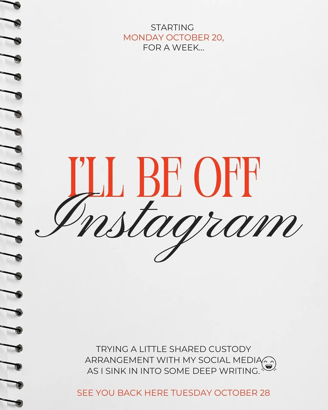 Hey fam- I’m experimenting with a shared custody arrangement with my social media so starting today I’ll be off for a week, then back on. 
But in the interim- Now is a great time to head to my Substack and read my newest newsletter ! Hint