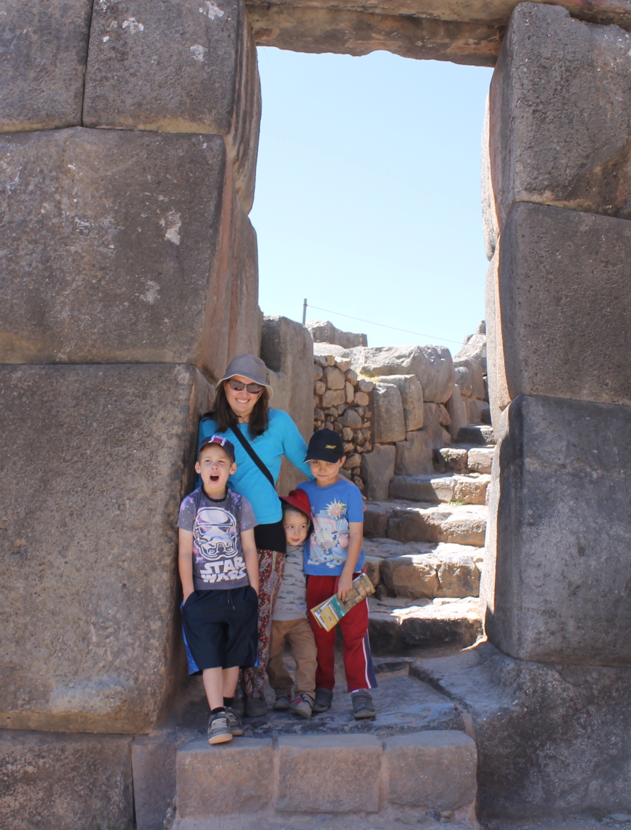  You can see how HUGE this doorway actually is now we are standing in it. &nbsp;And yes, my boys don't always appear smiley in photos!&nbsp; 