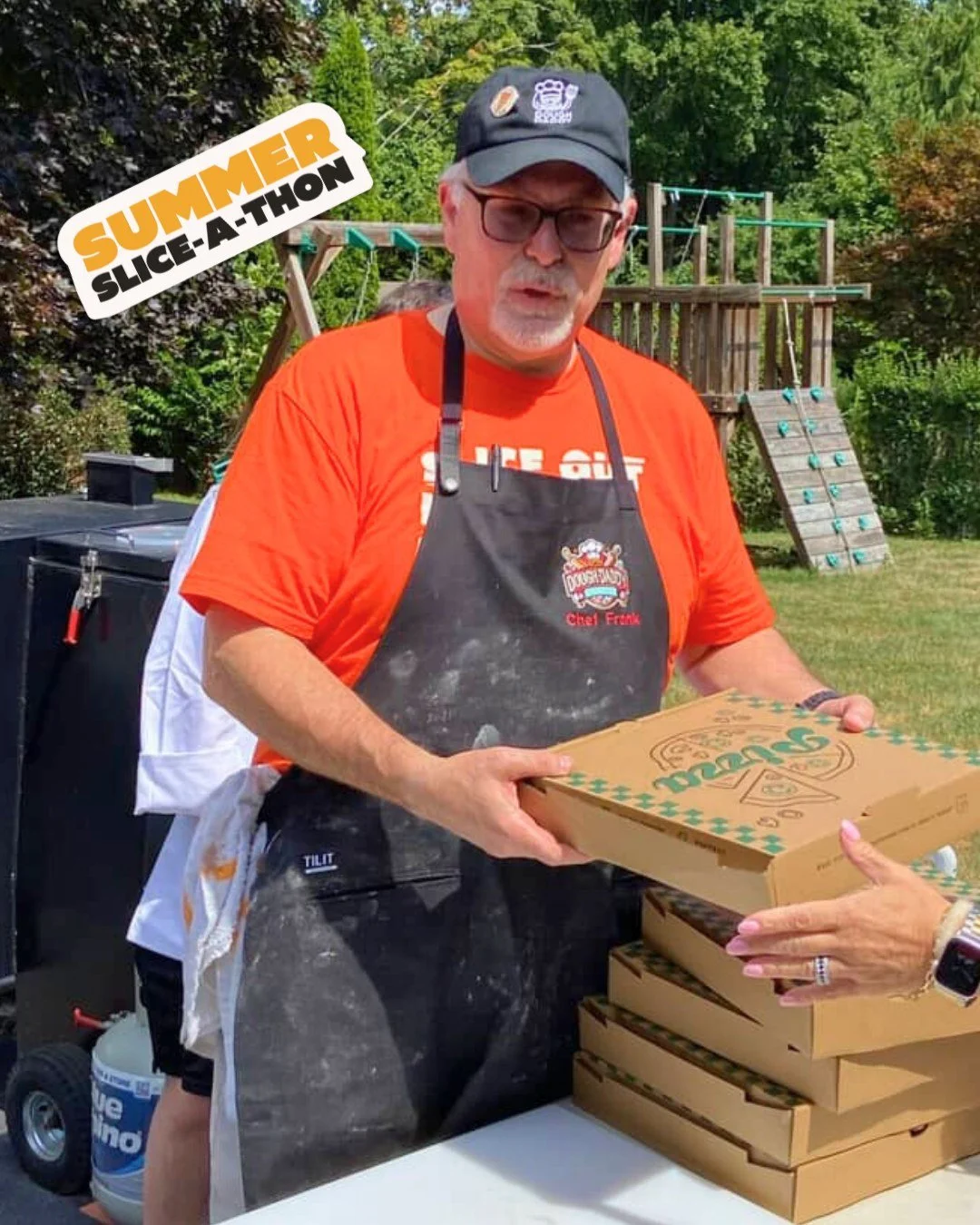 @frankzocco brought the heat 🔥 at his #SummerSliceathon party, raising nearly $1K for our #PieItForward program🧡
Shoutout to every guest, family member, & friend who showed up & showed out at this impactful event! We love to see tasty #Pi