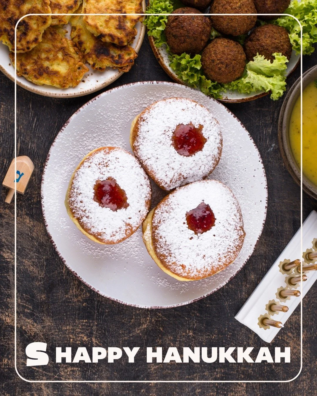 Happy Hanukkah from our #SliceOutHunger crew🕎 We&rsquo;re wishing everyone a bright, cheerful, and most of all, slice-tastic holiday! 

Remember to share the light and #PizzaLove with your neighbors in need🧡