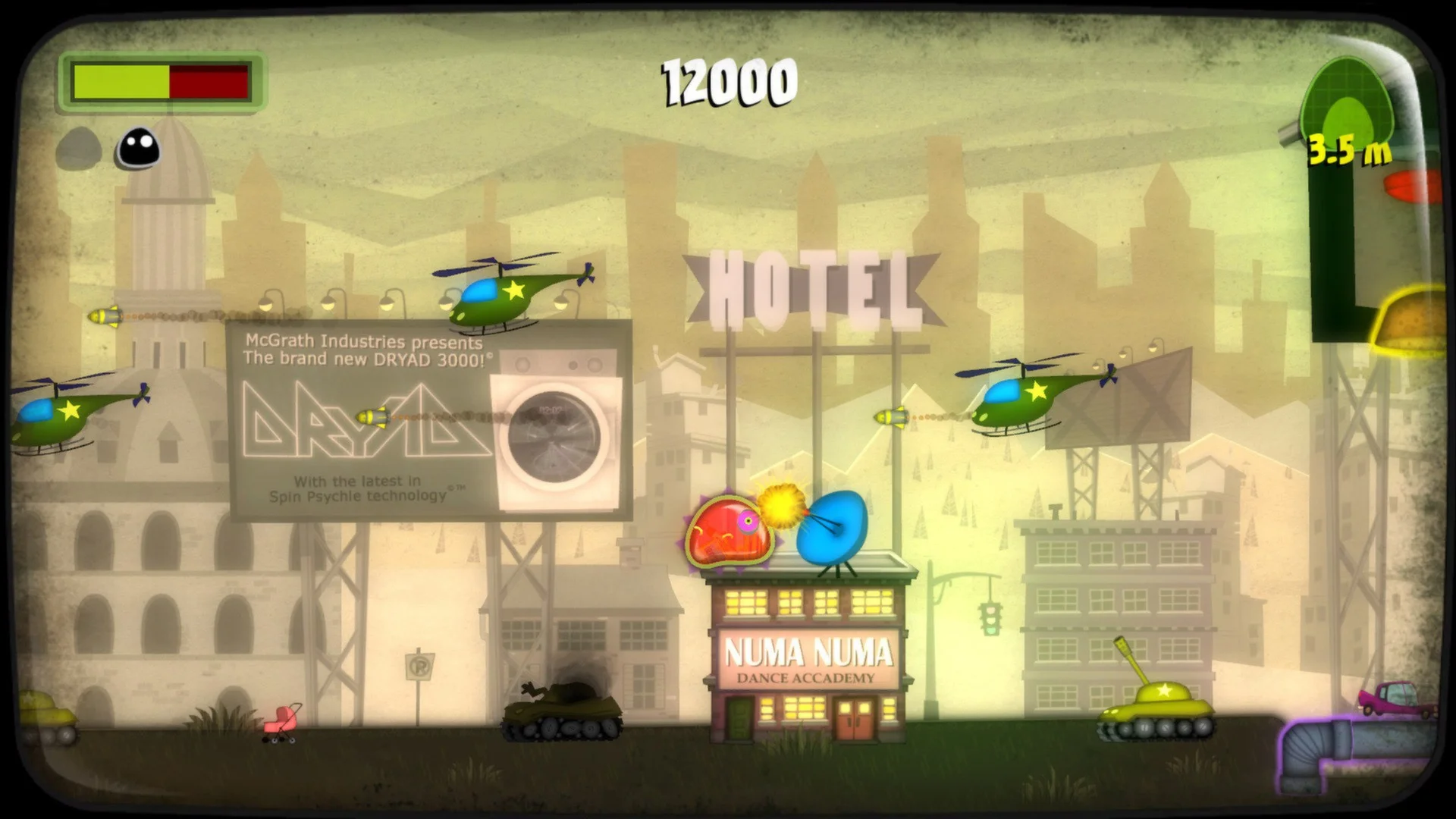 The "Dryad" billboard is a perfect example of the inside-joke-humor of Mutant Blobs Attack .
