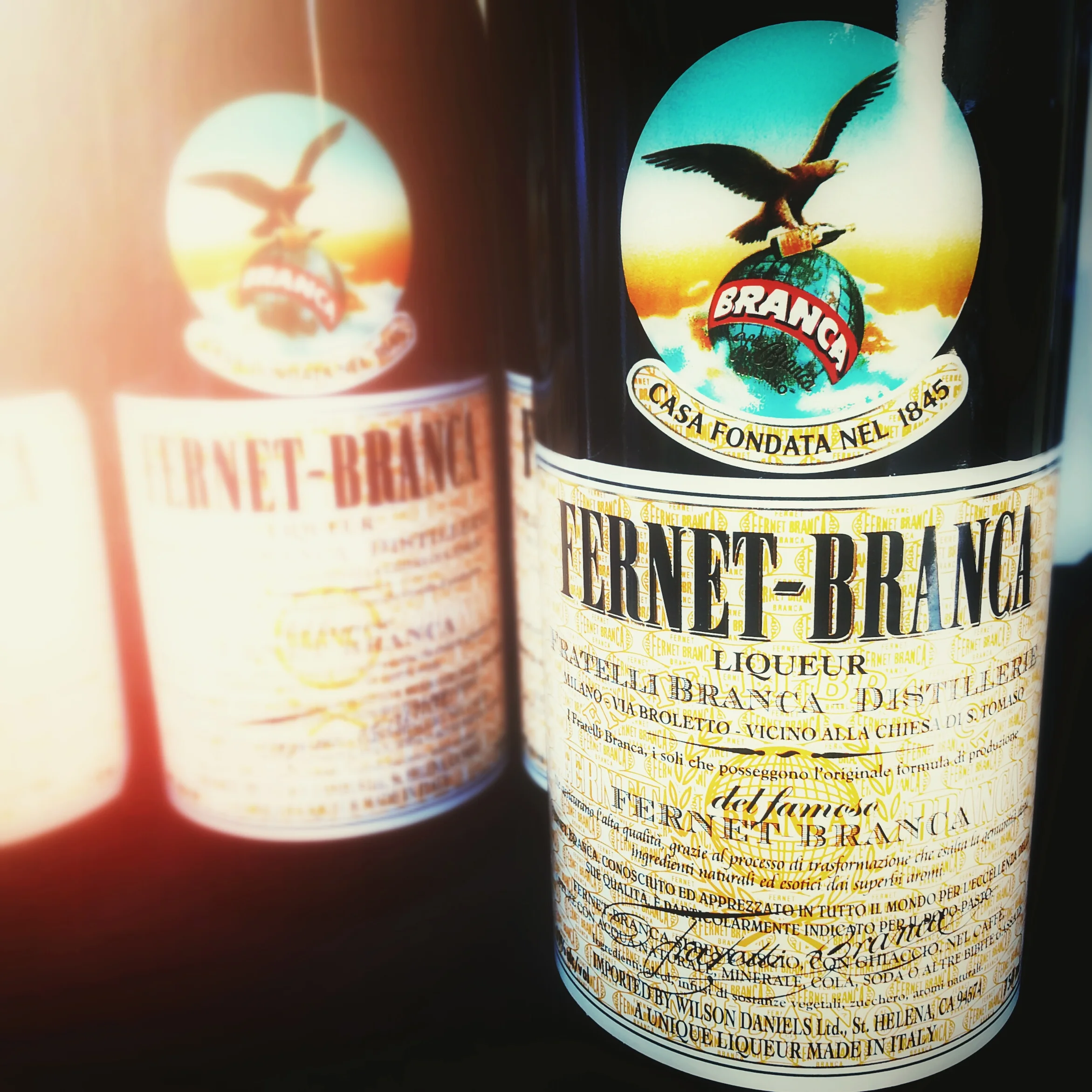 Fernet Branca , a bitter, aromatic spirit from Italy; made with number of herbs and spices. 