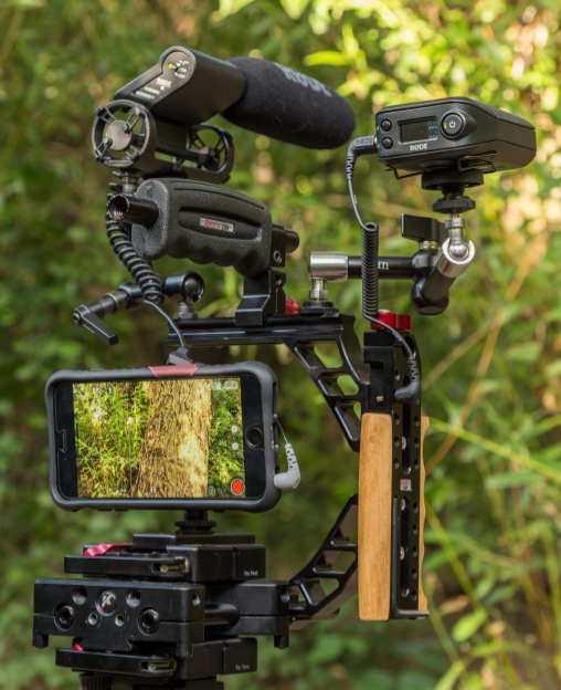 Zacuto Half Cage, Kessler Z-Plate, Qwick Release Plate, Rode Videomic, Rodelink and SC4.