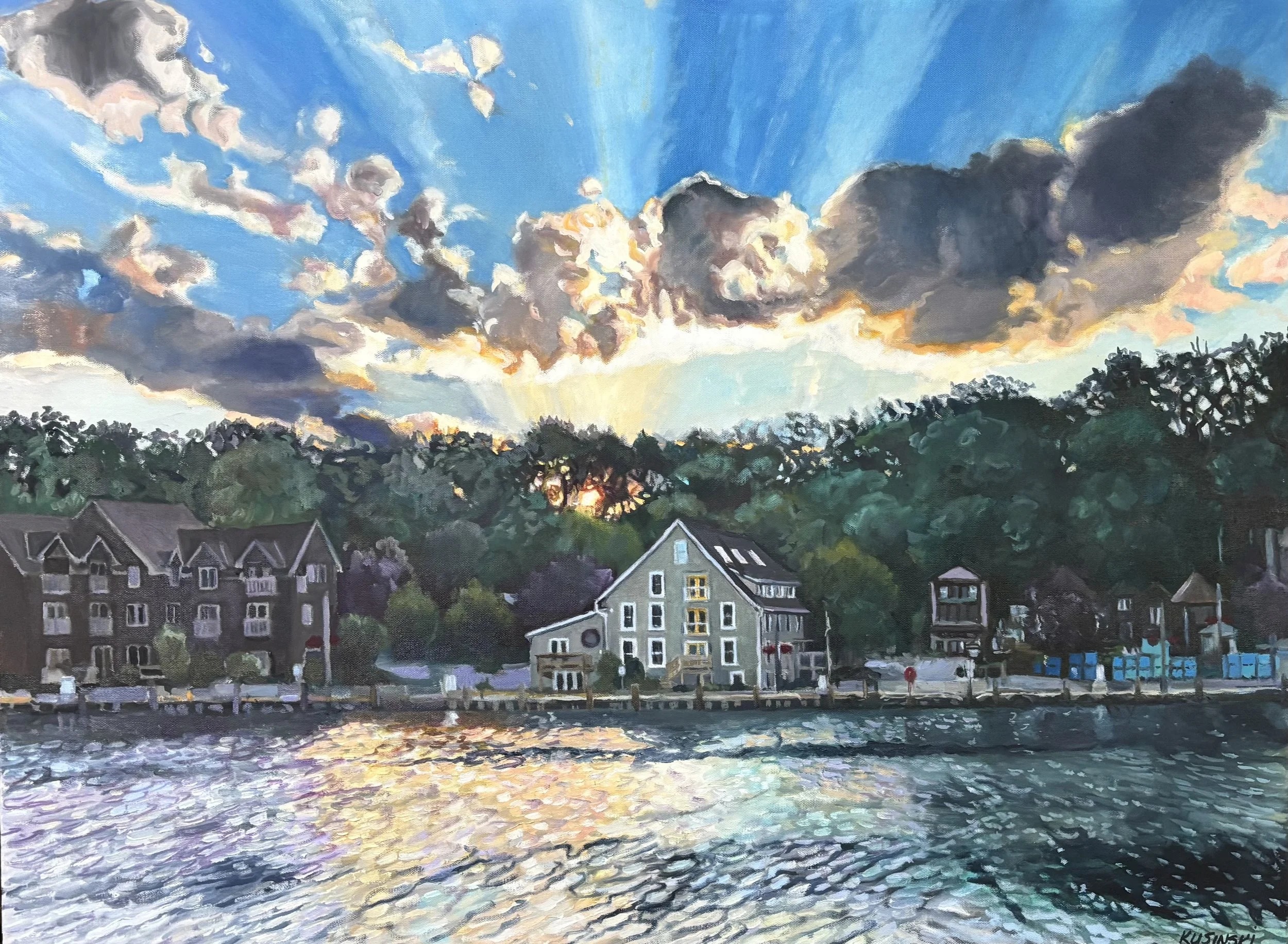 Sunrise over the Harbour House, Port Stanley